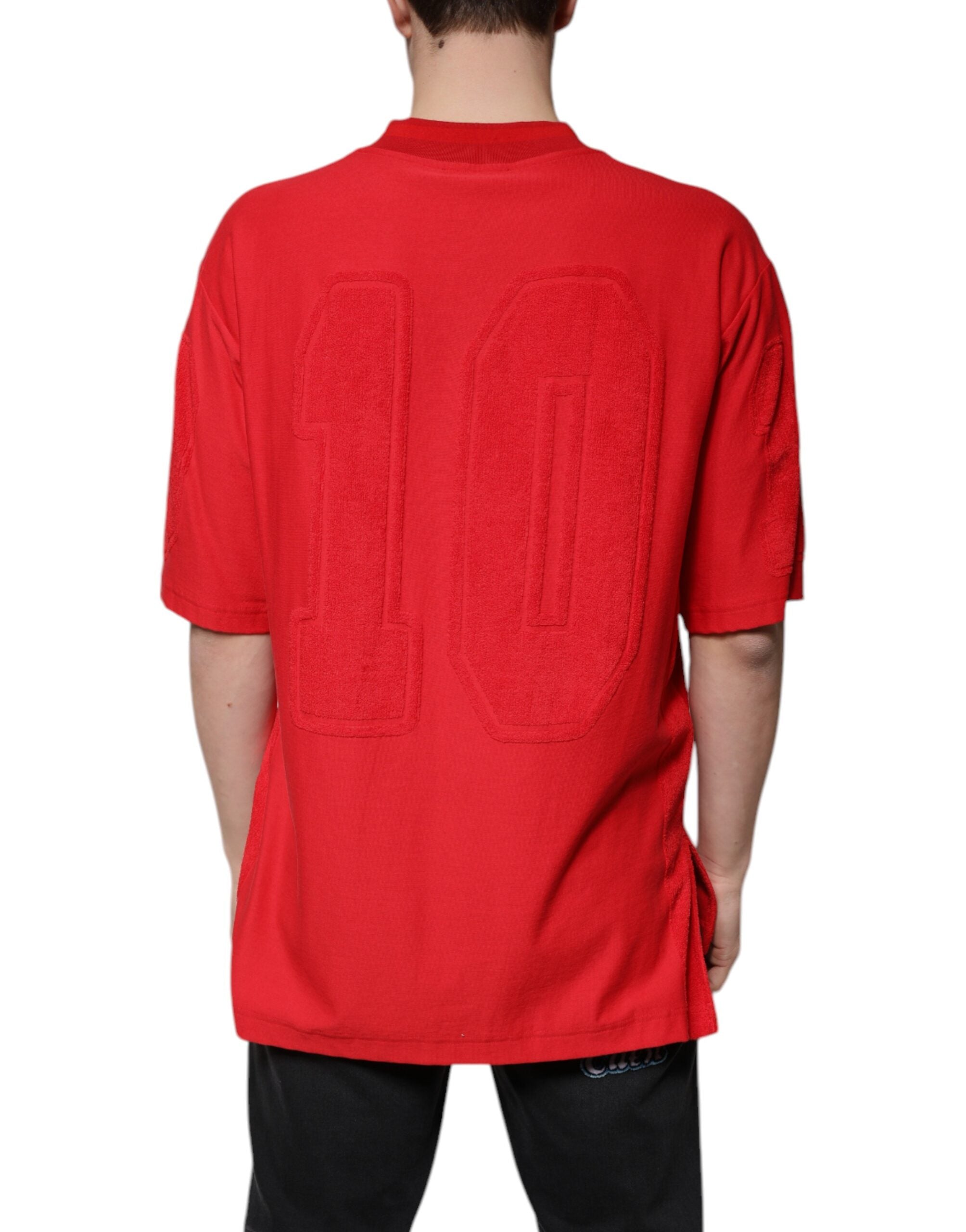 Dolce & Gabbana Red Cotton V-neck Short Sleeves Men's T-shirt
