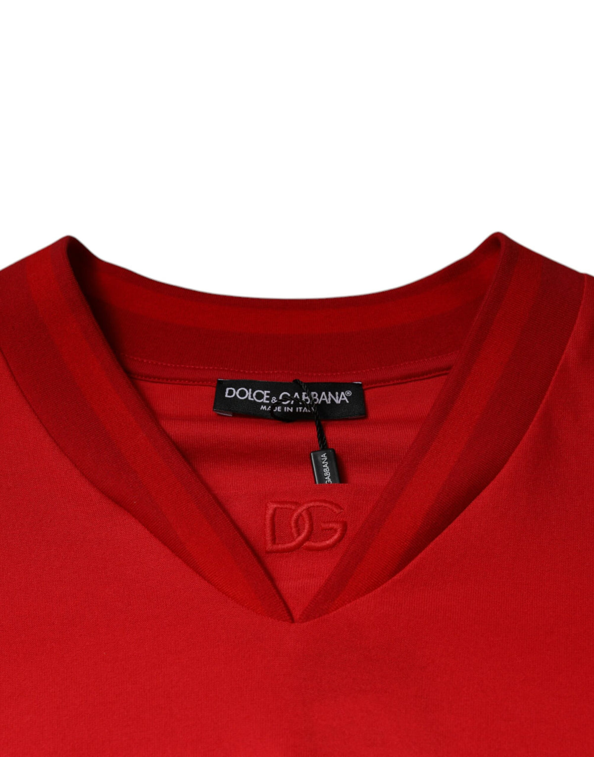 Dolce & Gabbana Red Cotton V-neck Short Sleeves Men's T-shirt