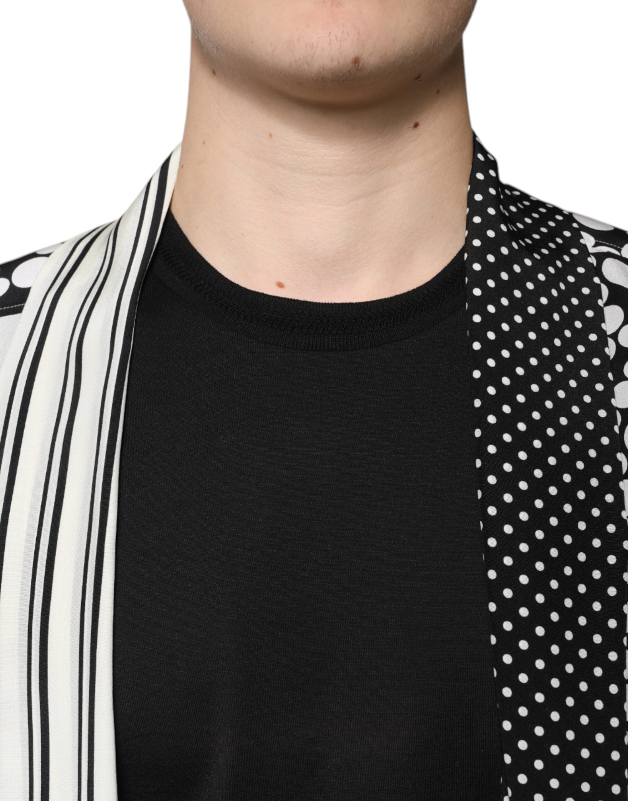 Dolce & Gabbana Black White Polka Dots Silk Men Casual Men's Shirt