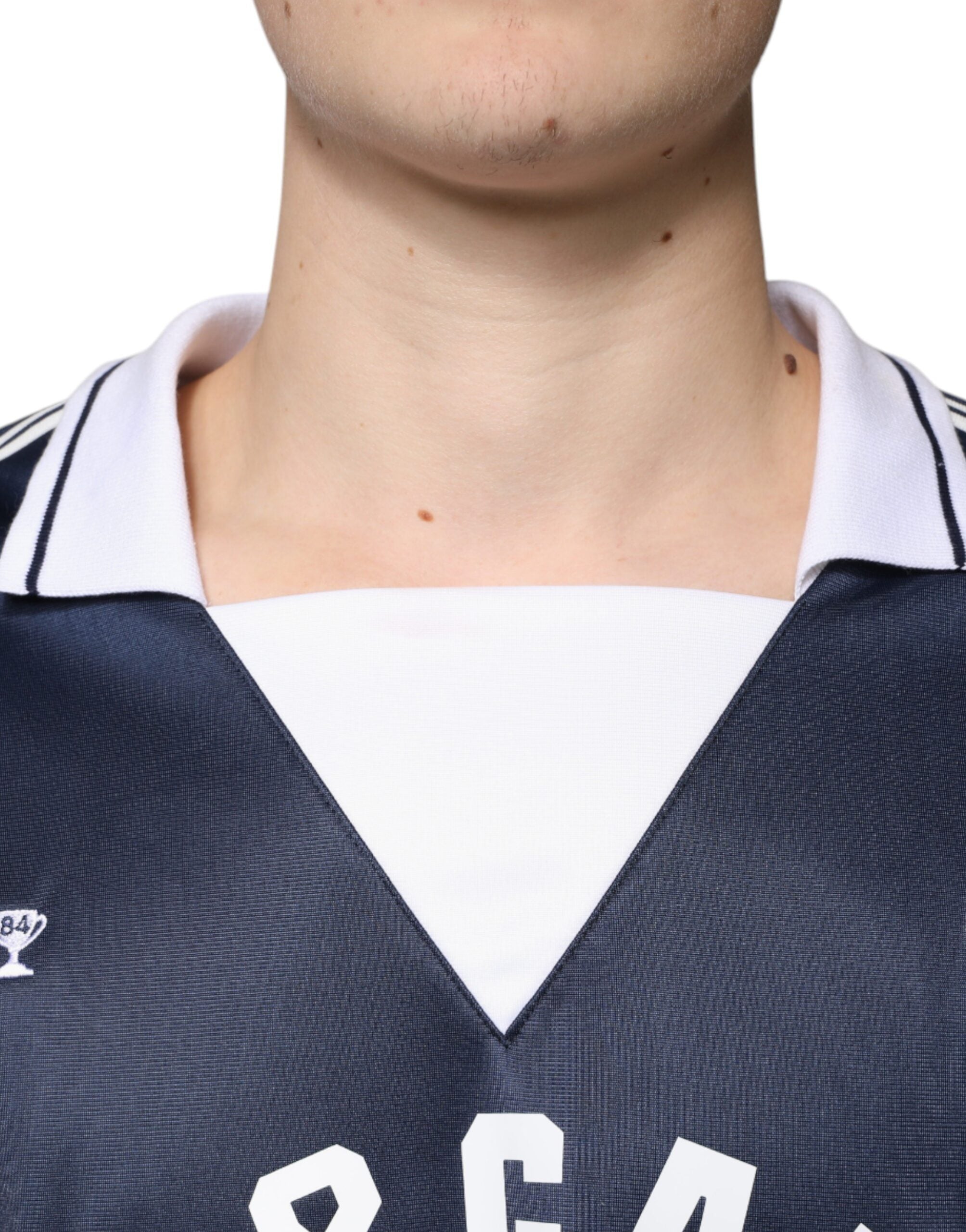 Dolce & Gabbana Blue White Milano Long Sleeve Jersey Men's T-shirt
