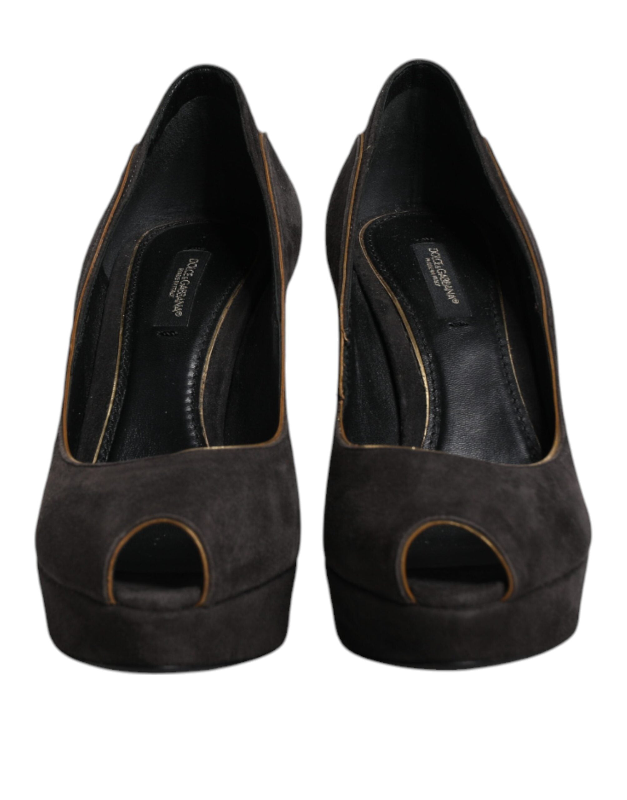 Dolce & Gabbana Black Suede Leather Platform Heels Pumps Women's Shoes (Pre-Owned)