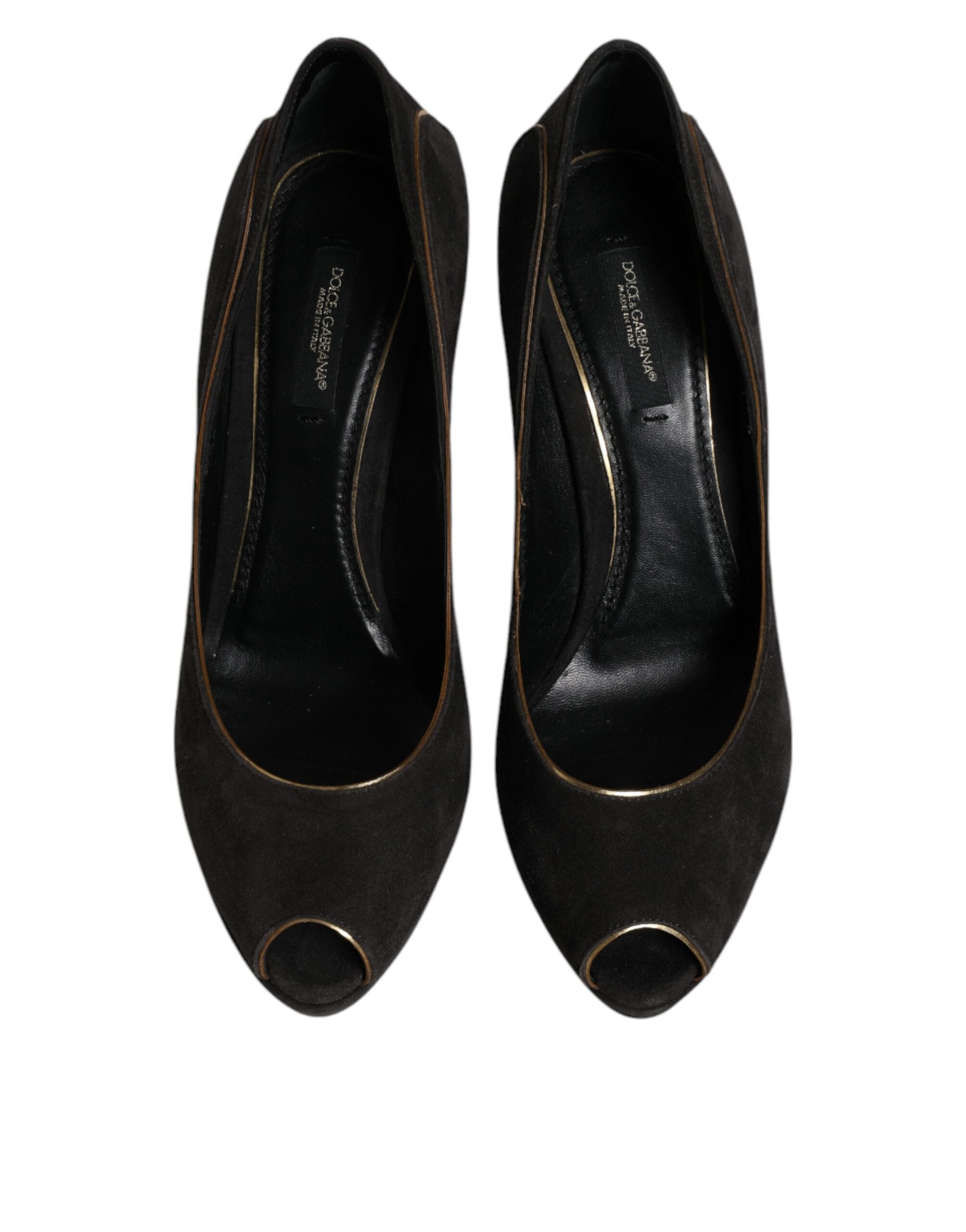 Dolce & Gabbana Black Suede Leather Platform Heels Pumps Women's Shoes (Pre-Owned)