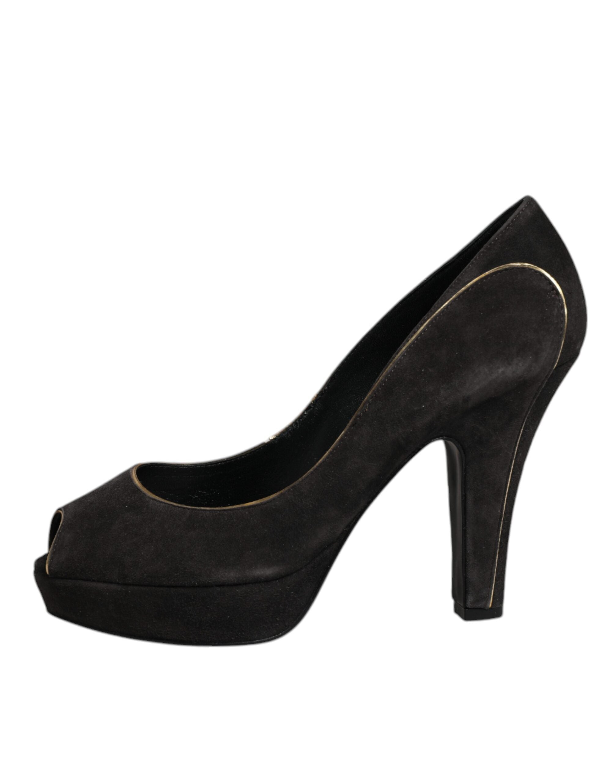 Dolce & Gabbana Black Suede Leather Platform Heels Pumps Women's Shoes (Pre-Owned)