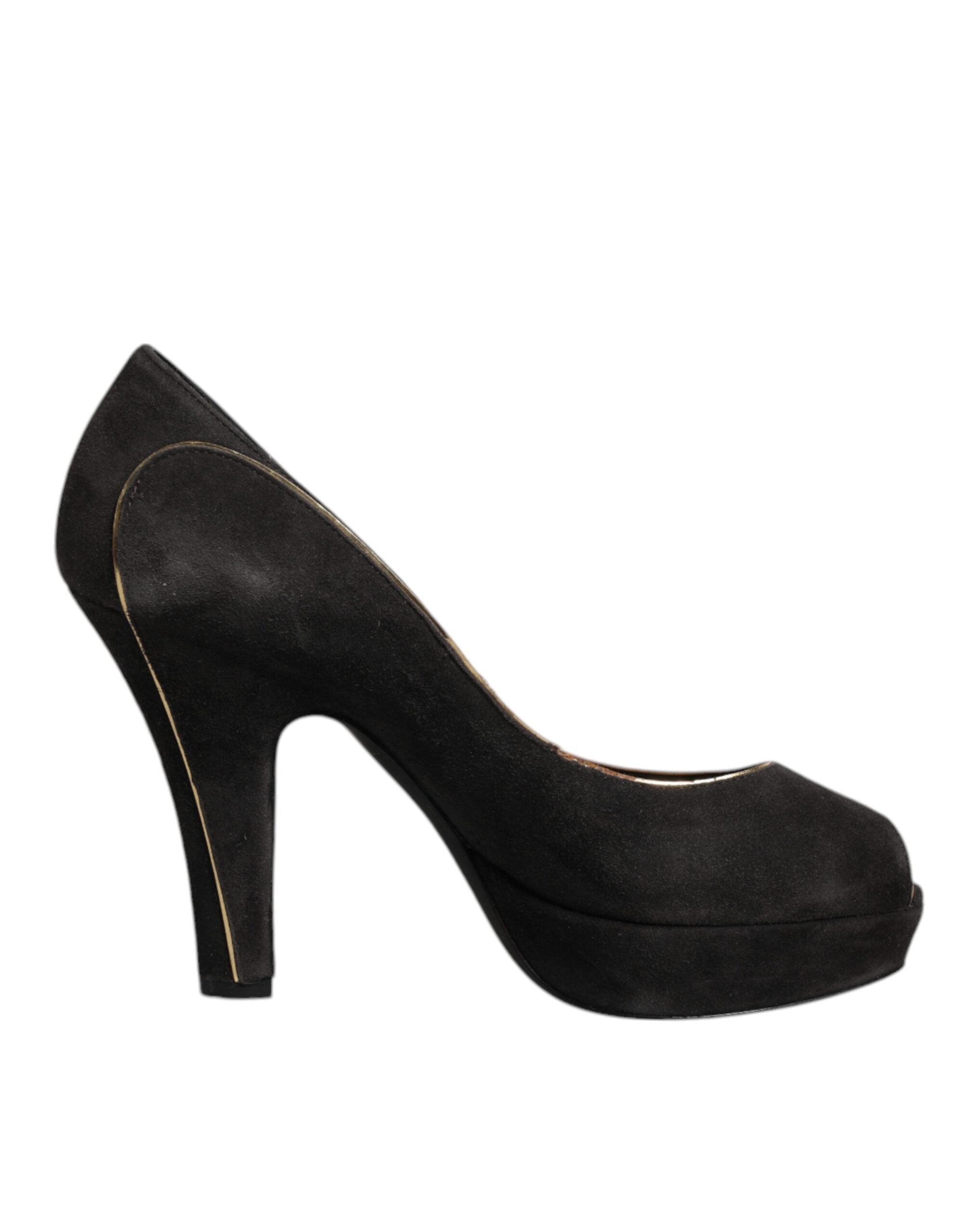 Dolce & Gabbana Black Suede Leather Platform Heels Pumps Women's Shoes (Pre-Owned)