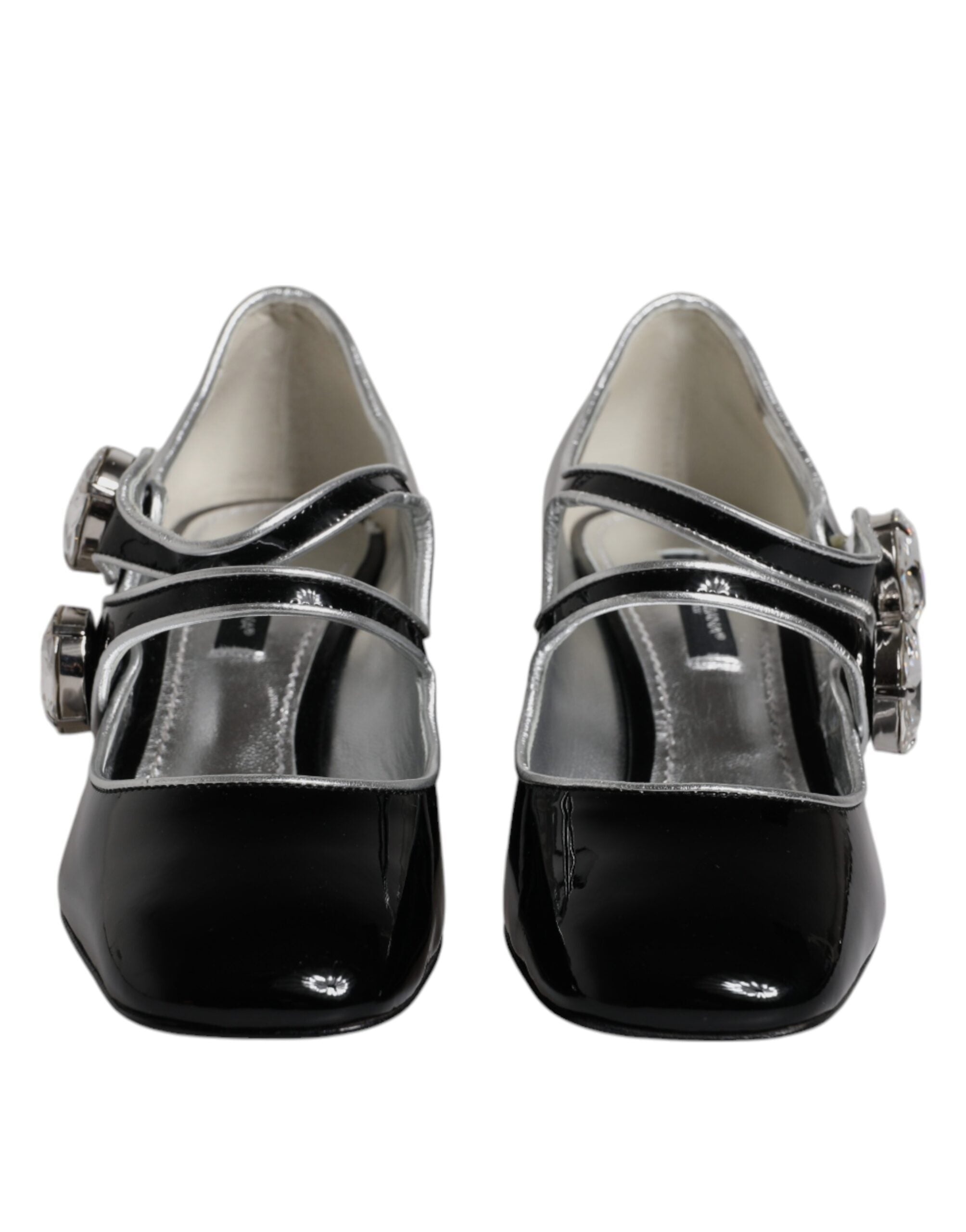 Dolce & Gabbana Black Patent Leather Crystal Mary Jane Pumps Women's Shoes