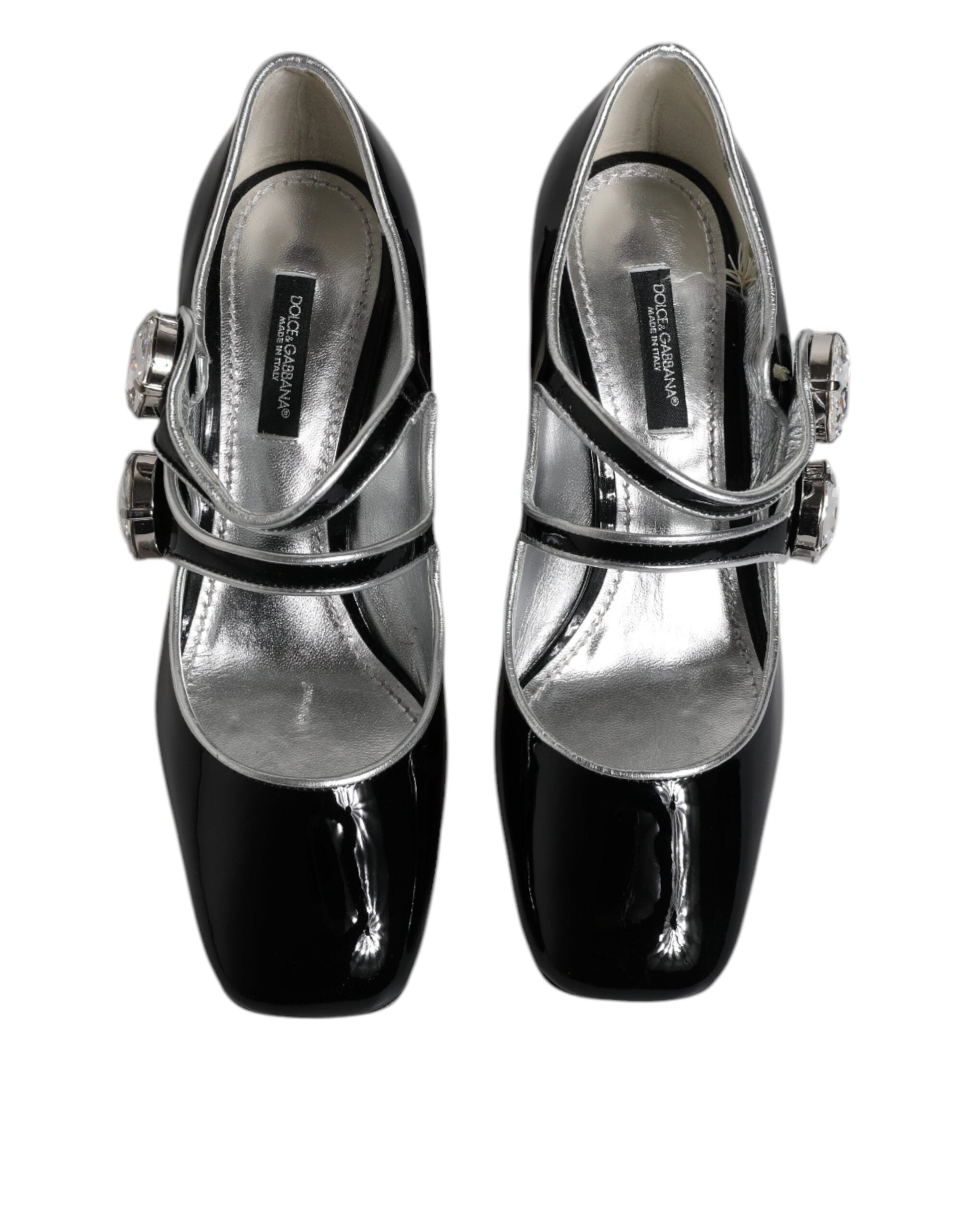Dolce & Gabbana Black Patent Leather Crystal Mary Jane Pumps Women's Shoes