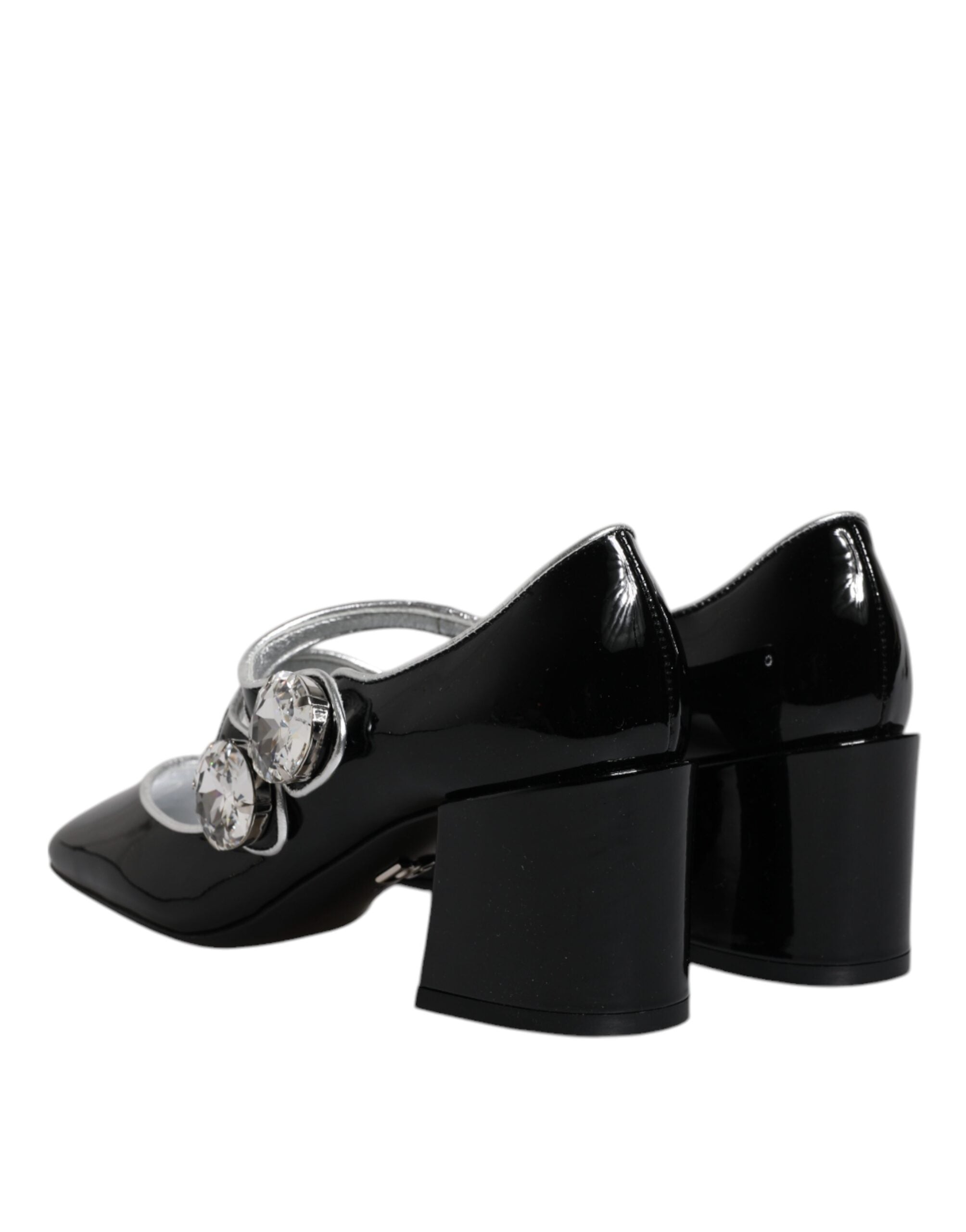 Dolce & Gabbana Black Patent Leather Crystal Mary Jane Pumps Women's Shoes
