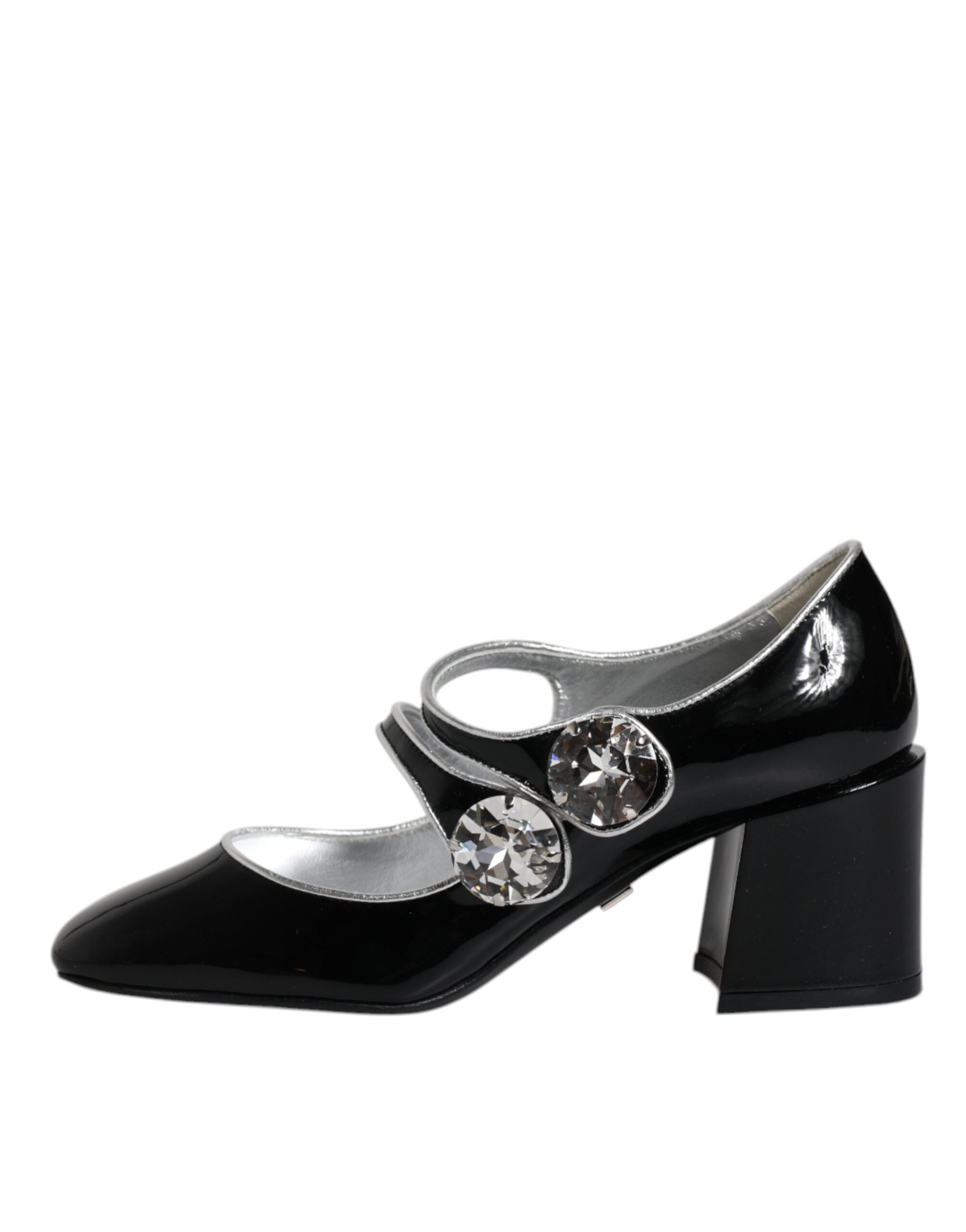 Dolce & Gabbana Black Patent Leather Crystal Mary Jane Pumps Women's Shoes