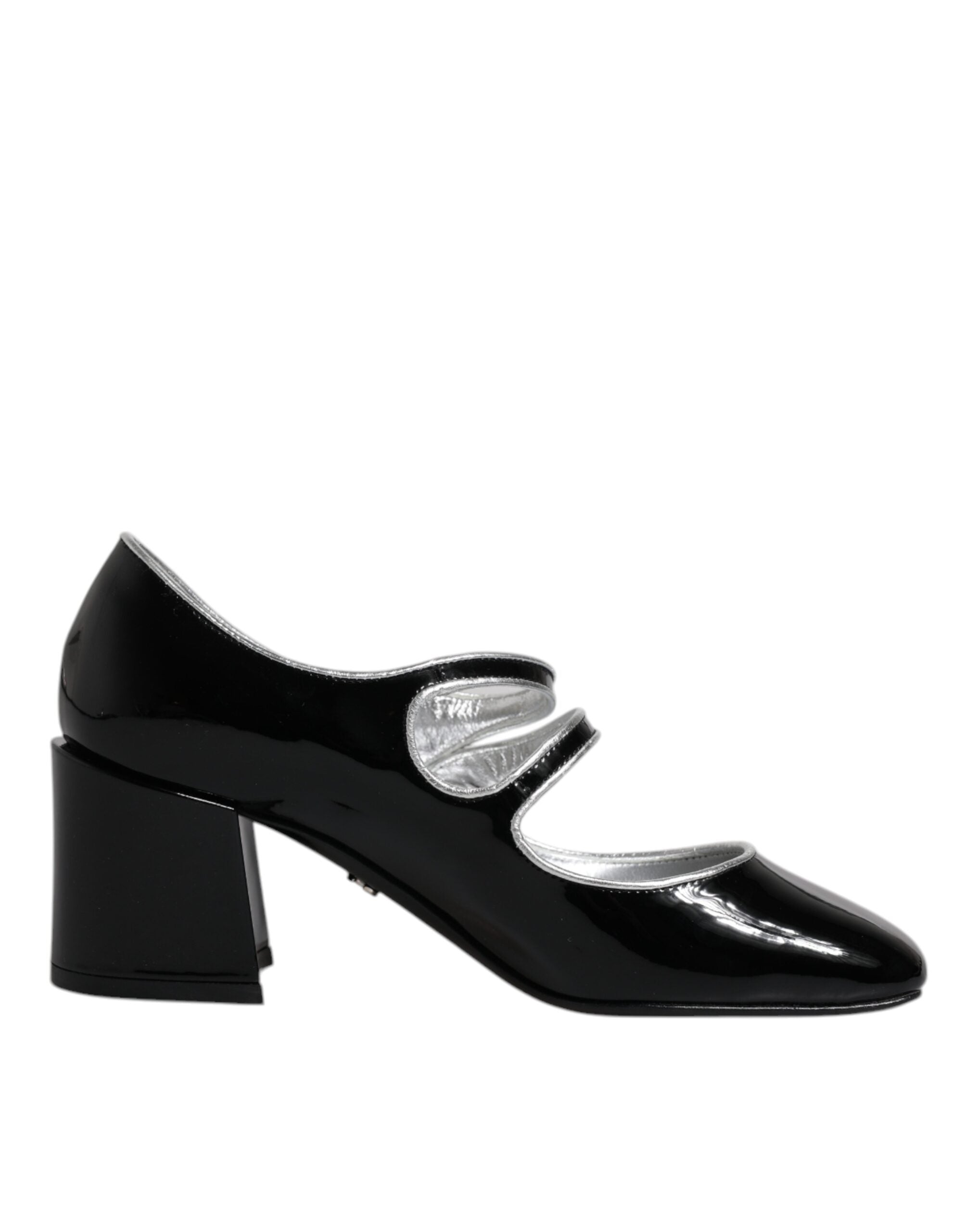 Dolce & Gabbana Black Patent Leather Crystal Mary Jane Pumps Women's Shoes