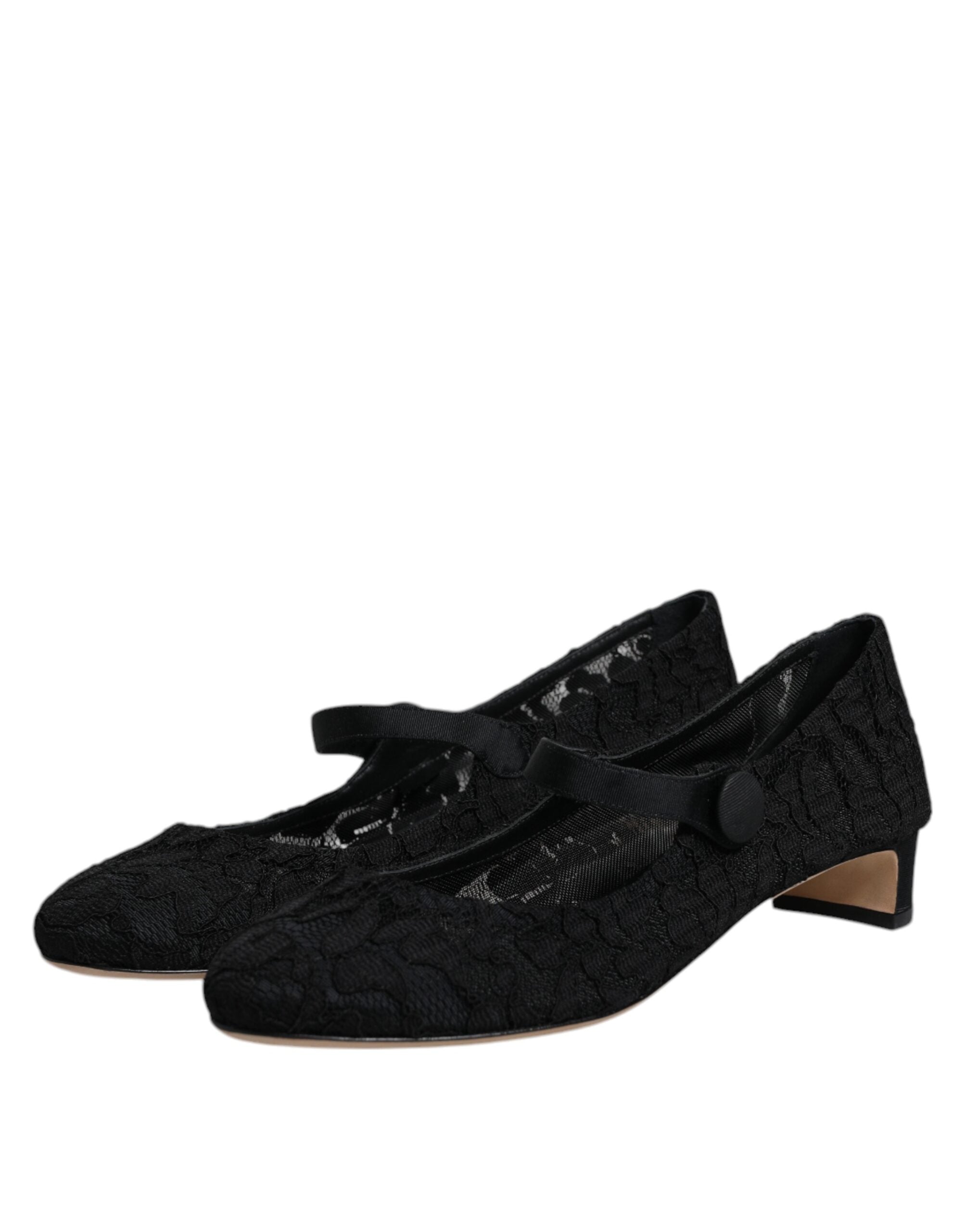 Dolce & Gabbana Black Mary Jane Taormina Lace Pumps Women's Shoes (Pre-Owned)