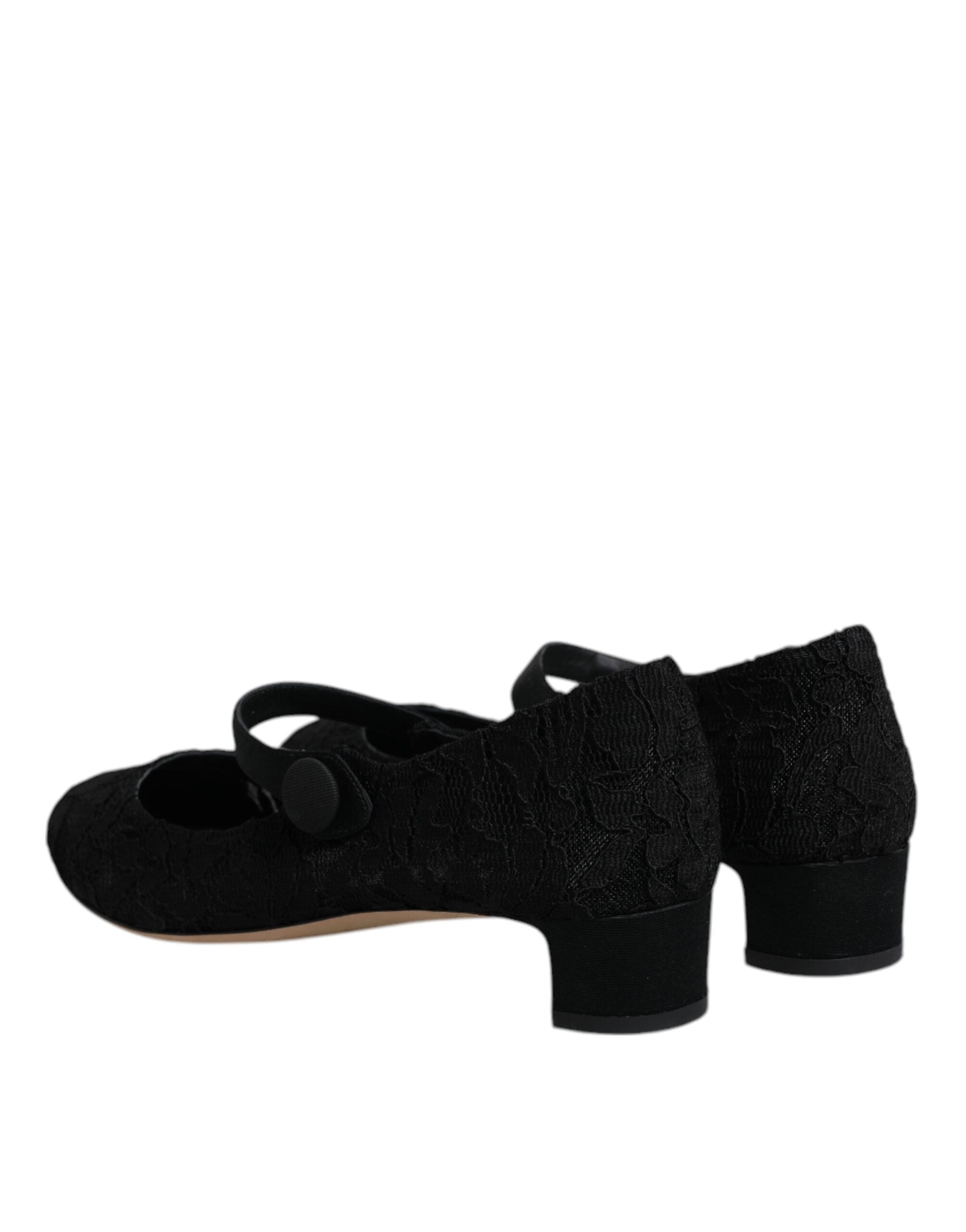 Dolce & Gabbana Black Mary Jane Taormina Lace Pumps Women's Shoes (Pre-Owned)