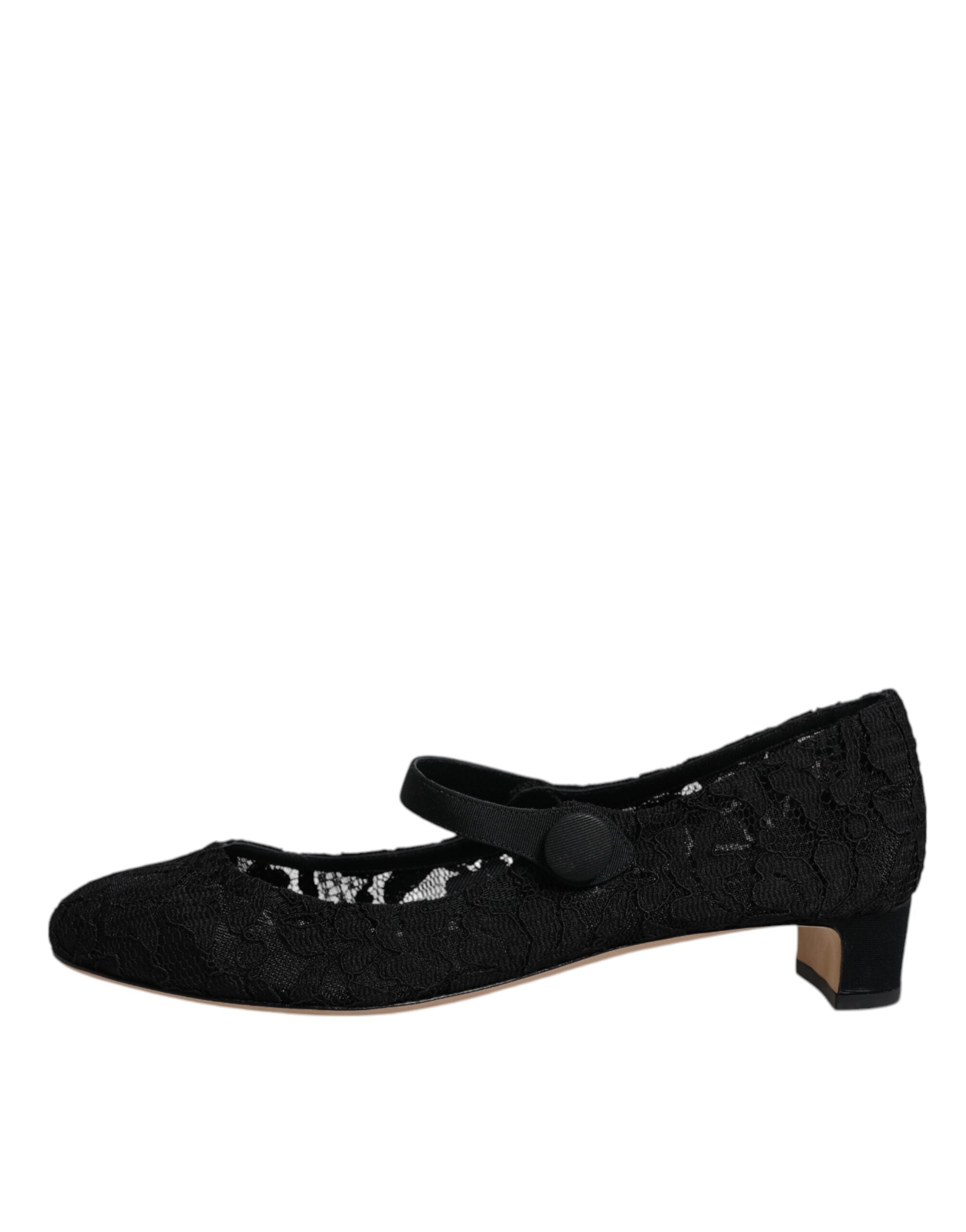 Dolce & Gabbana Black Mary Jane Taormina Lace Pumps Women's Shoes (Pre-Owned)