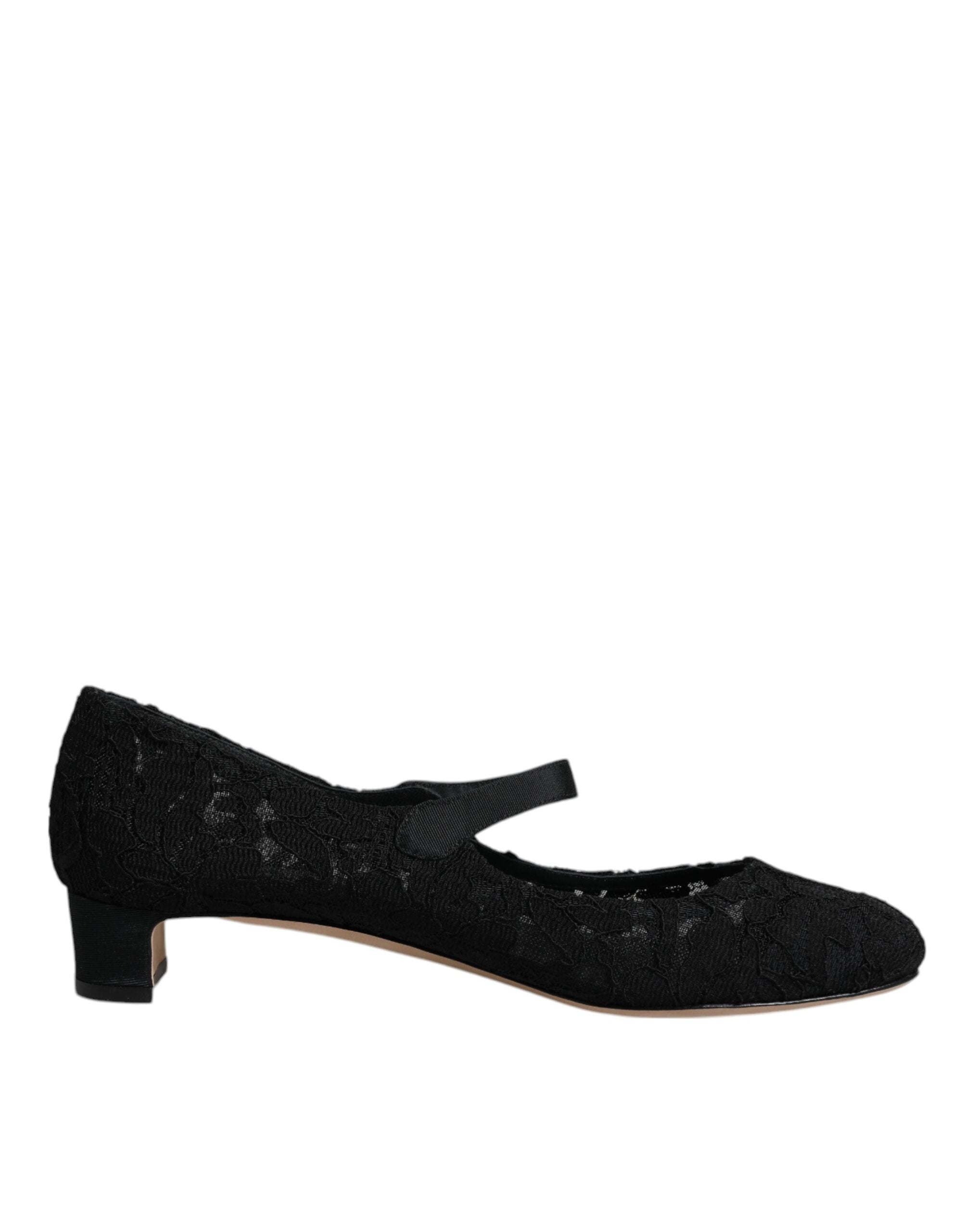 Dolce & Gabbana Black Mary Jane Taormina Lace Pumps Women's Shoes (Pre-Owned)
