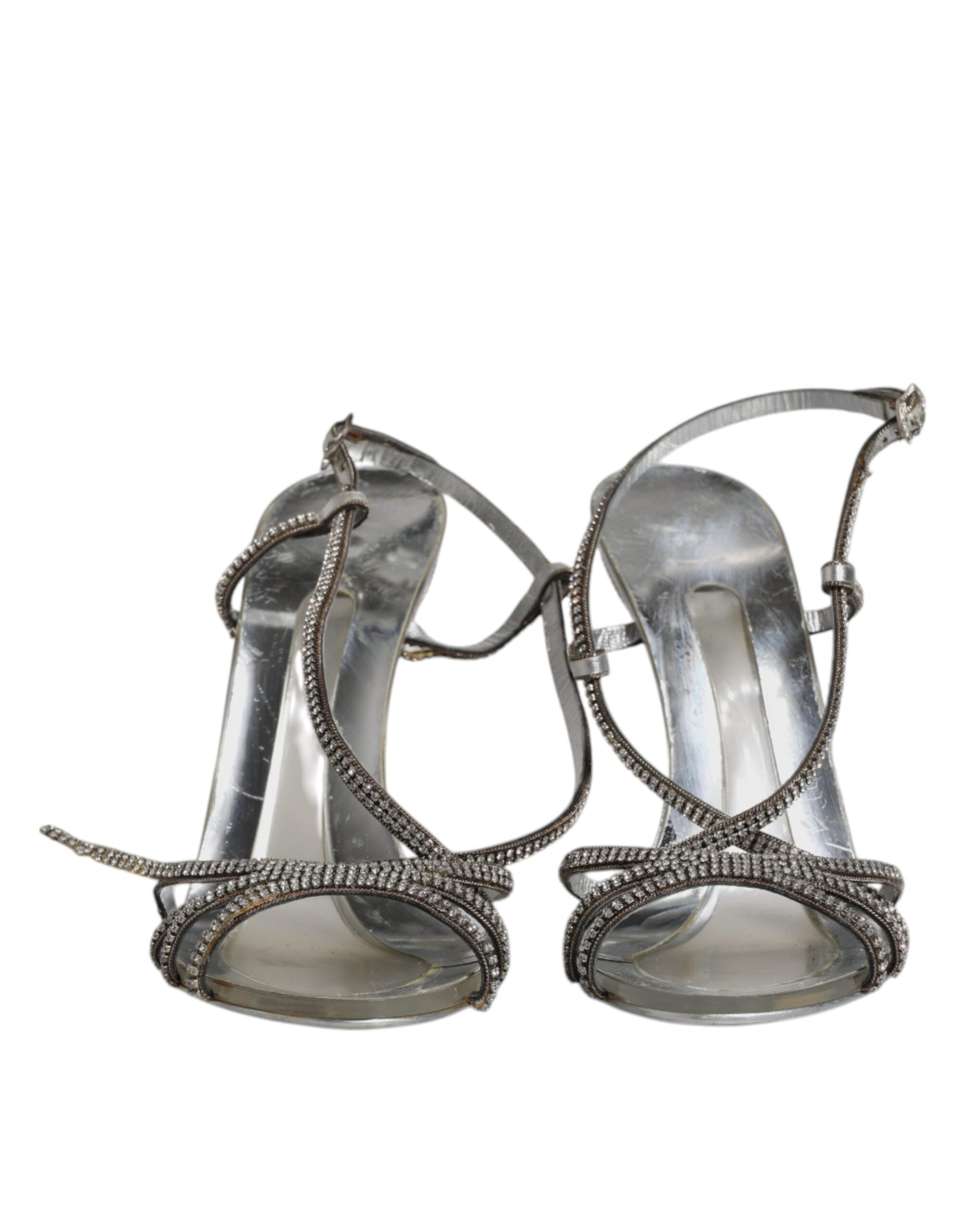 Dolce & Gabbana Silver Crystal Slingback KEIRA Sandals Women's Shoes (Pre-Owned)