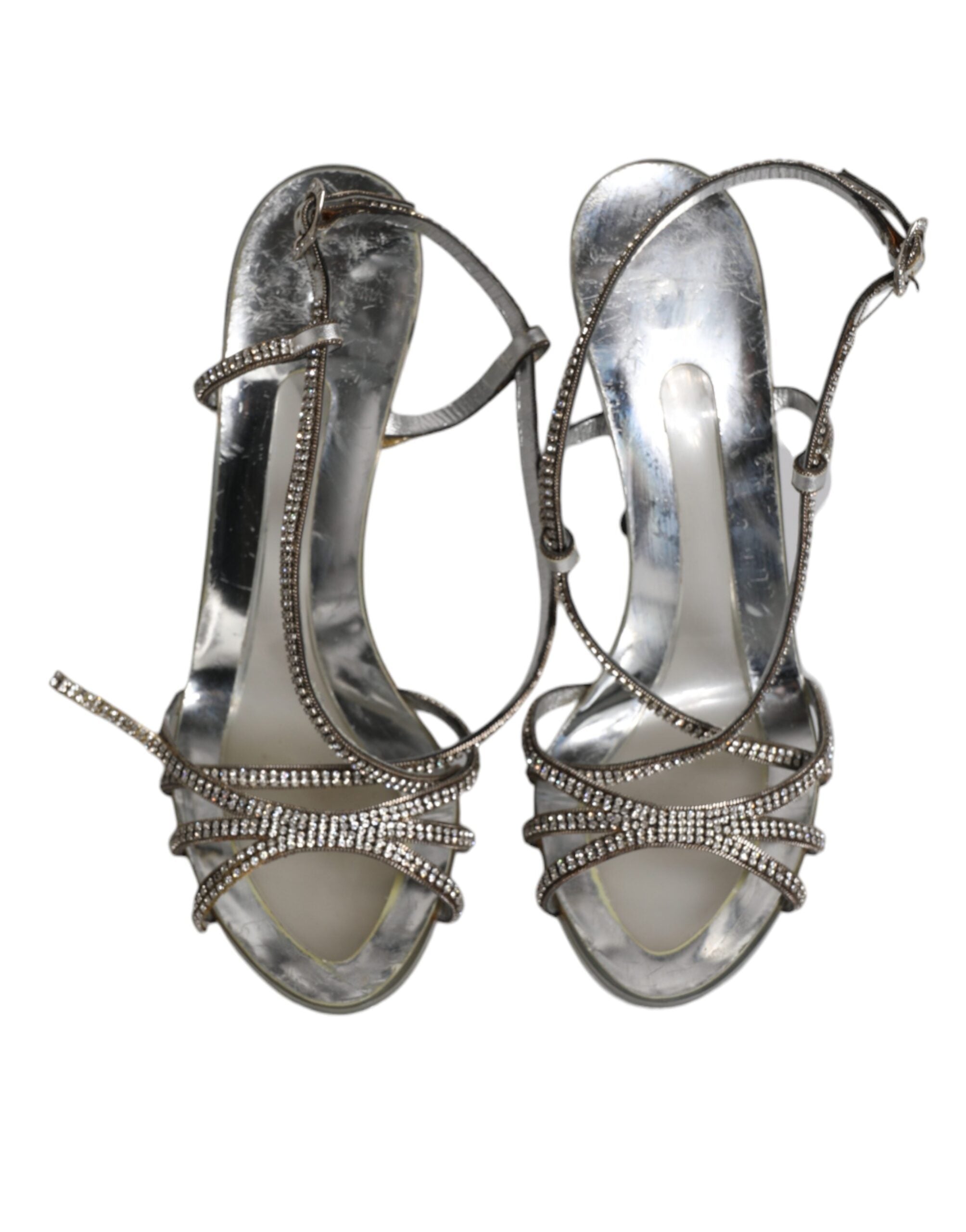 Dolce & Gabbana Silver Crystal Slingback KEIRA Sandals Women's Shoes (Pre-Owned)