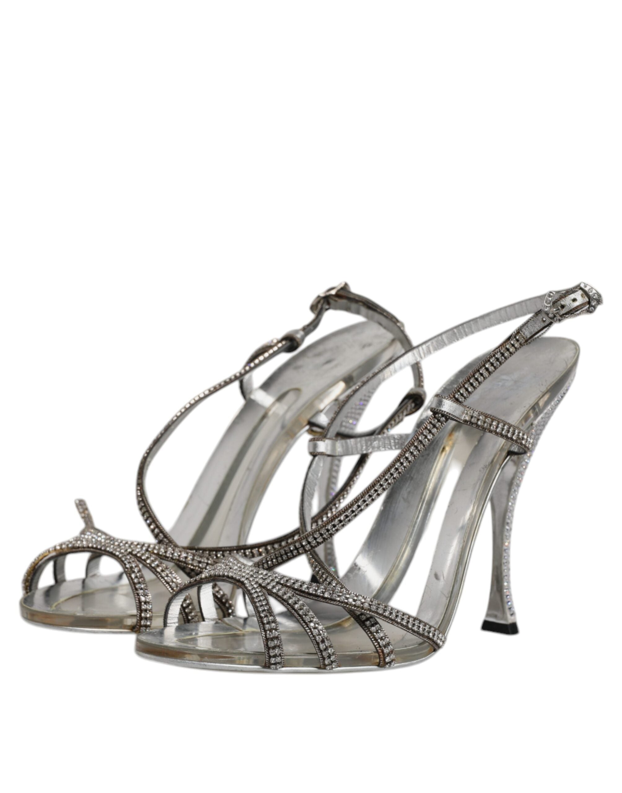 Dolce & Gabbana Silver Crystal Slingback KEIRA Sandals Women's Shoes (Pre-Owned)