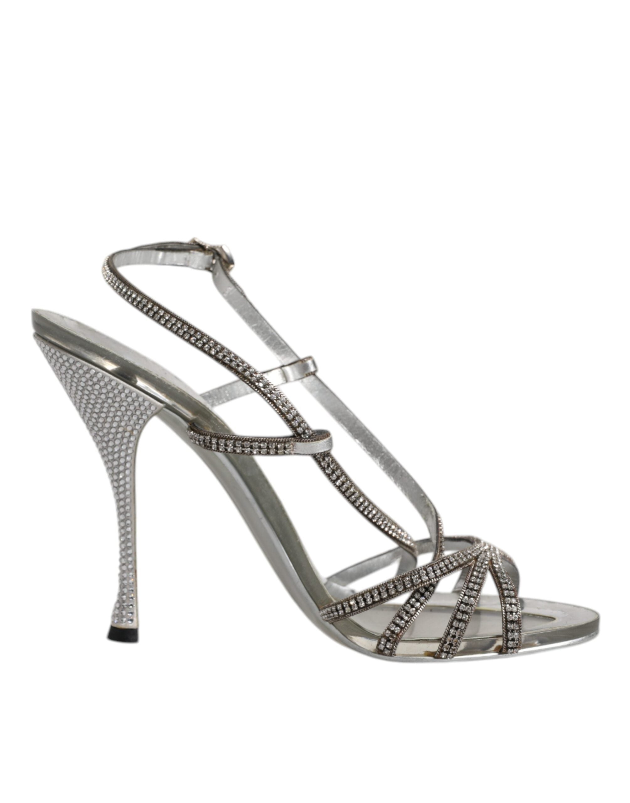 Dolce & Gabbana Silver Crystal Slingback KEIRA Sandals Women's Shoes (Pre-Owned)