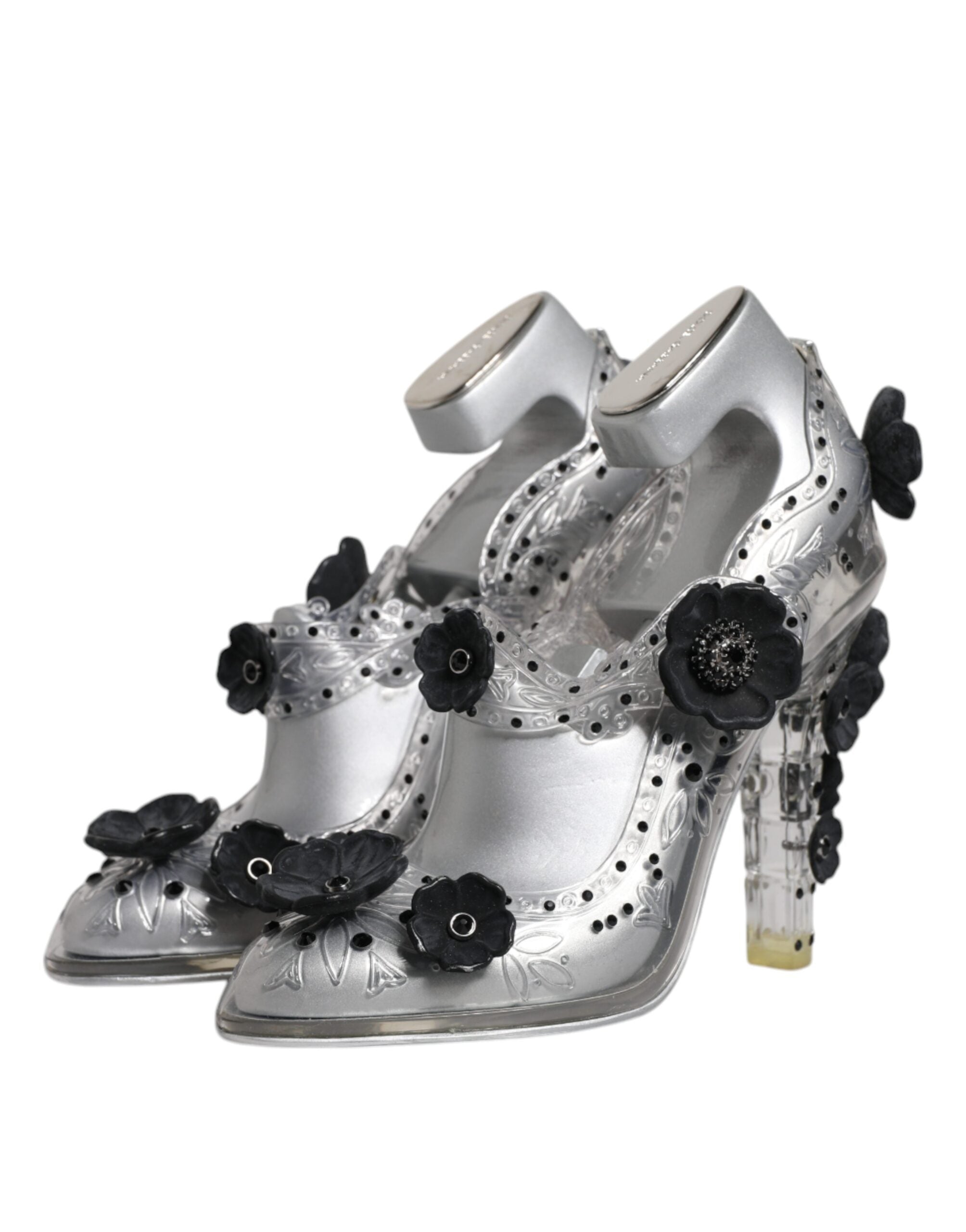 Dolce & Gabbana Clear Floral Crystal CINDERELLA Heels Women's Shoes