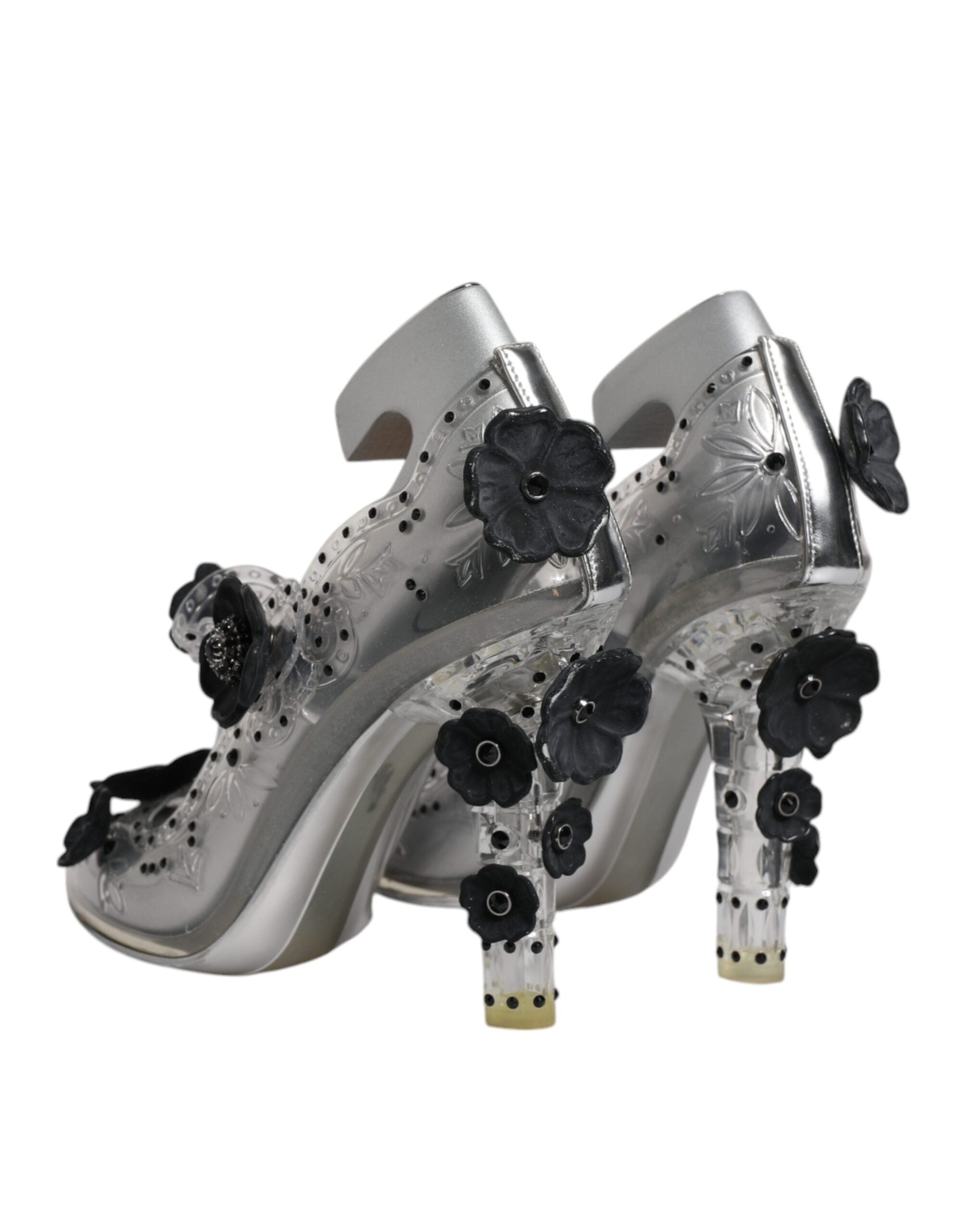Dolce & Gabbana Clear Floral Crystal CINDERELLA Heels Women's Shoes