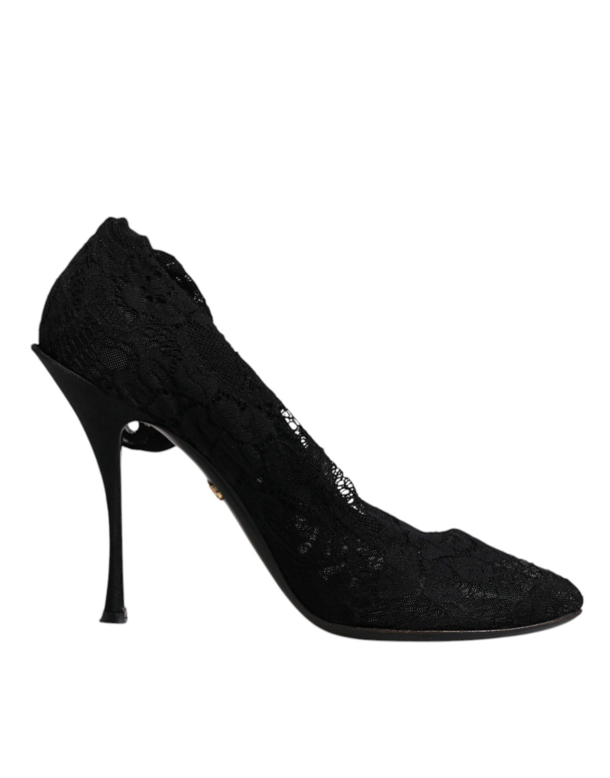 Dolce & Gabbana Black Lace Stretch Heels Mid Calf Boots Women's Shoes (Pre-Owned)