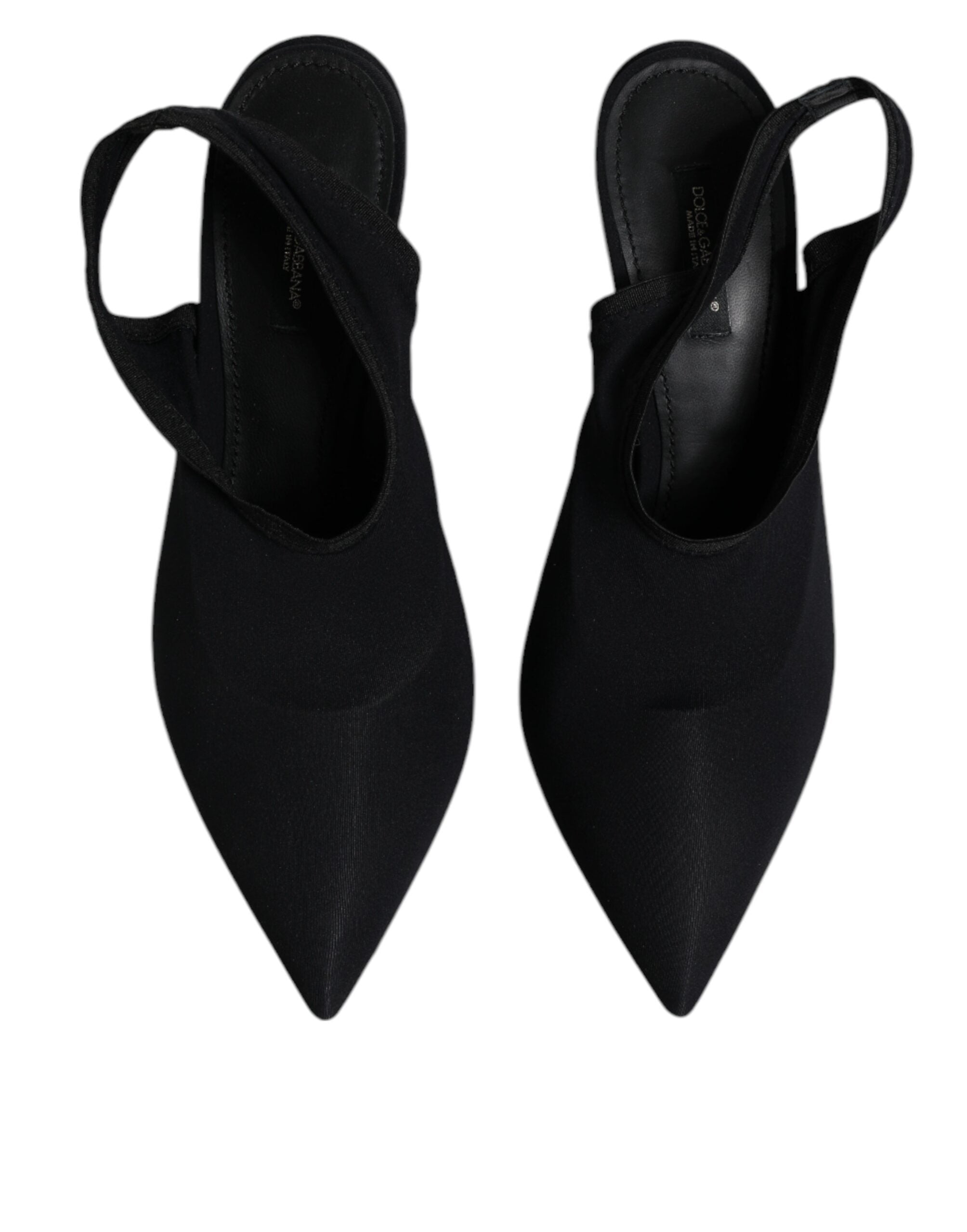 Dolce & Gabbana Black Jersey Stretch Heels Slingback Women's Shoes (Pre-Owned)