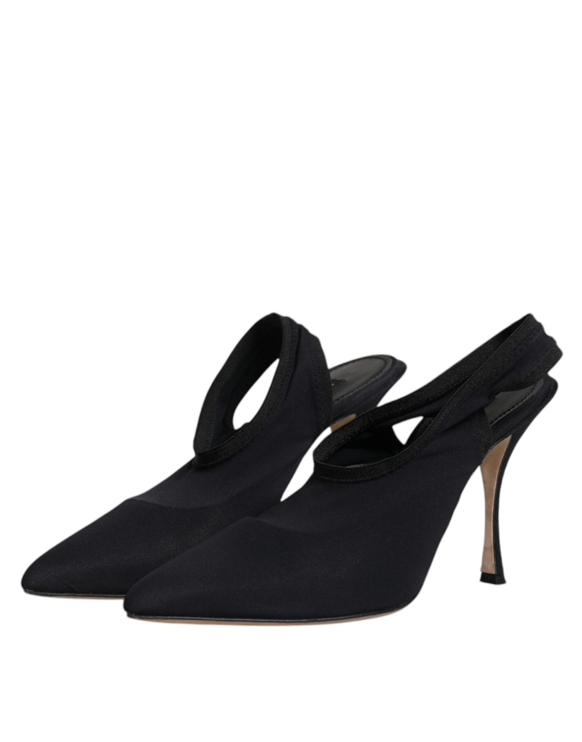 Dolce & Gabbana Black Jersey Stretch Heels Slingback Women's Shoes (Pre-Owned)