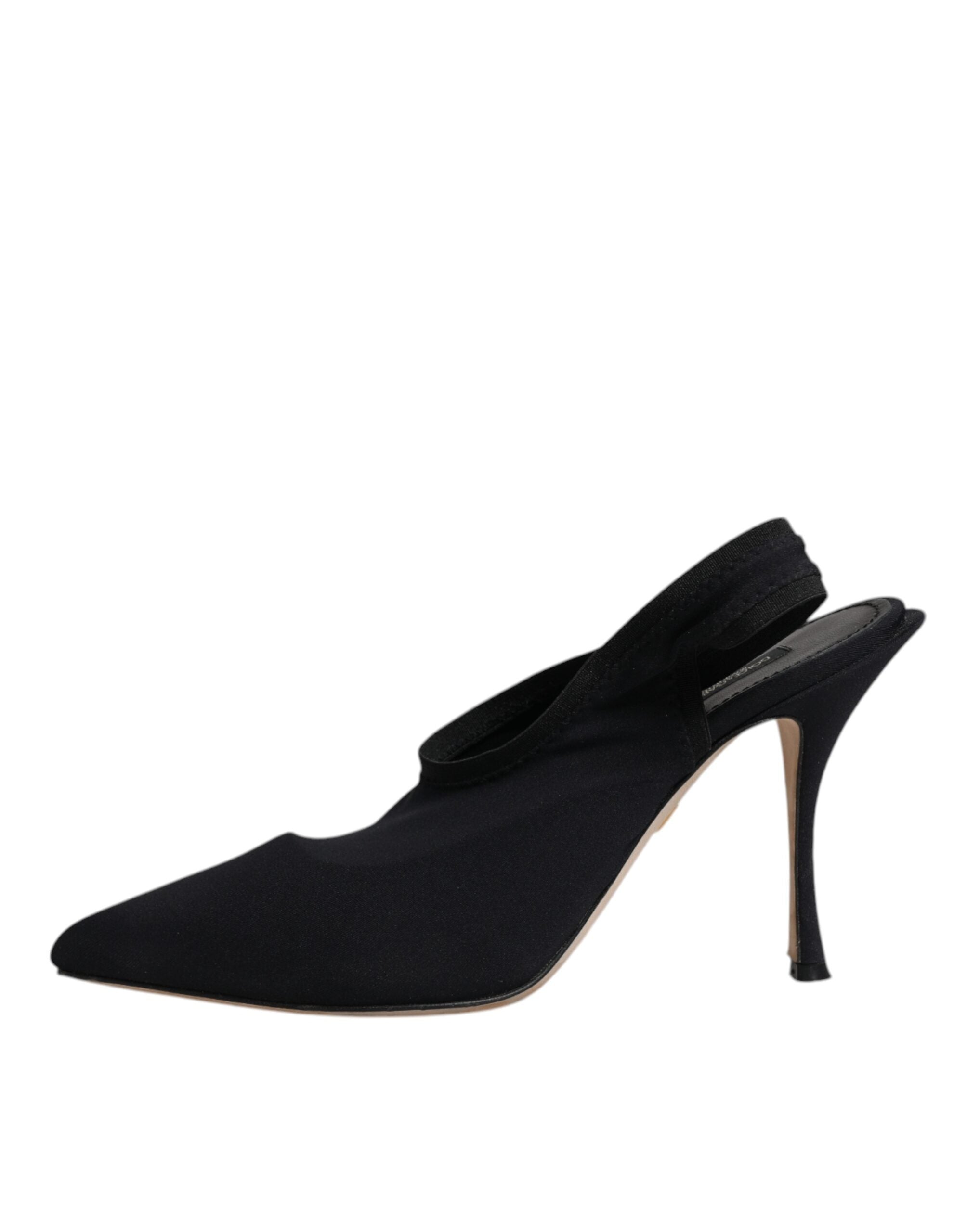Dolce & Gabbana Black Jersey Stretch Heels Slingback Women's Shoes (Pre-Owned)
