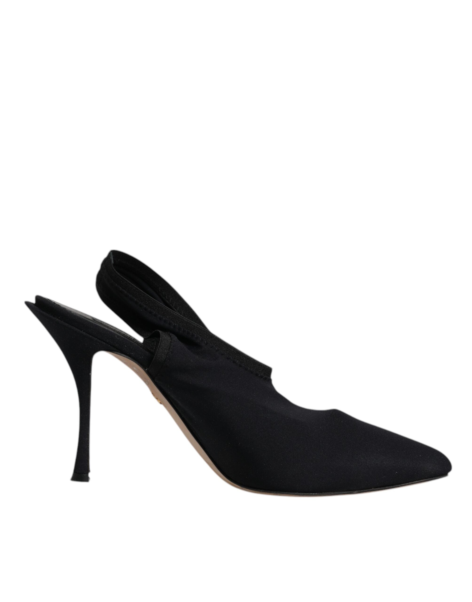 Dolce & Gabbana Black Jersey Stretch Heels Slingback Women's Shoes (Pre-Owned)