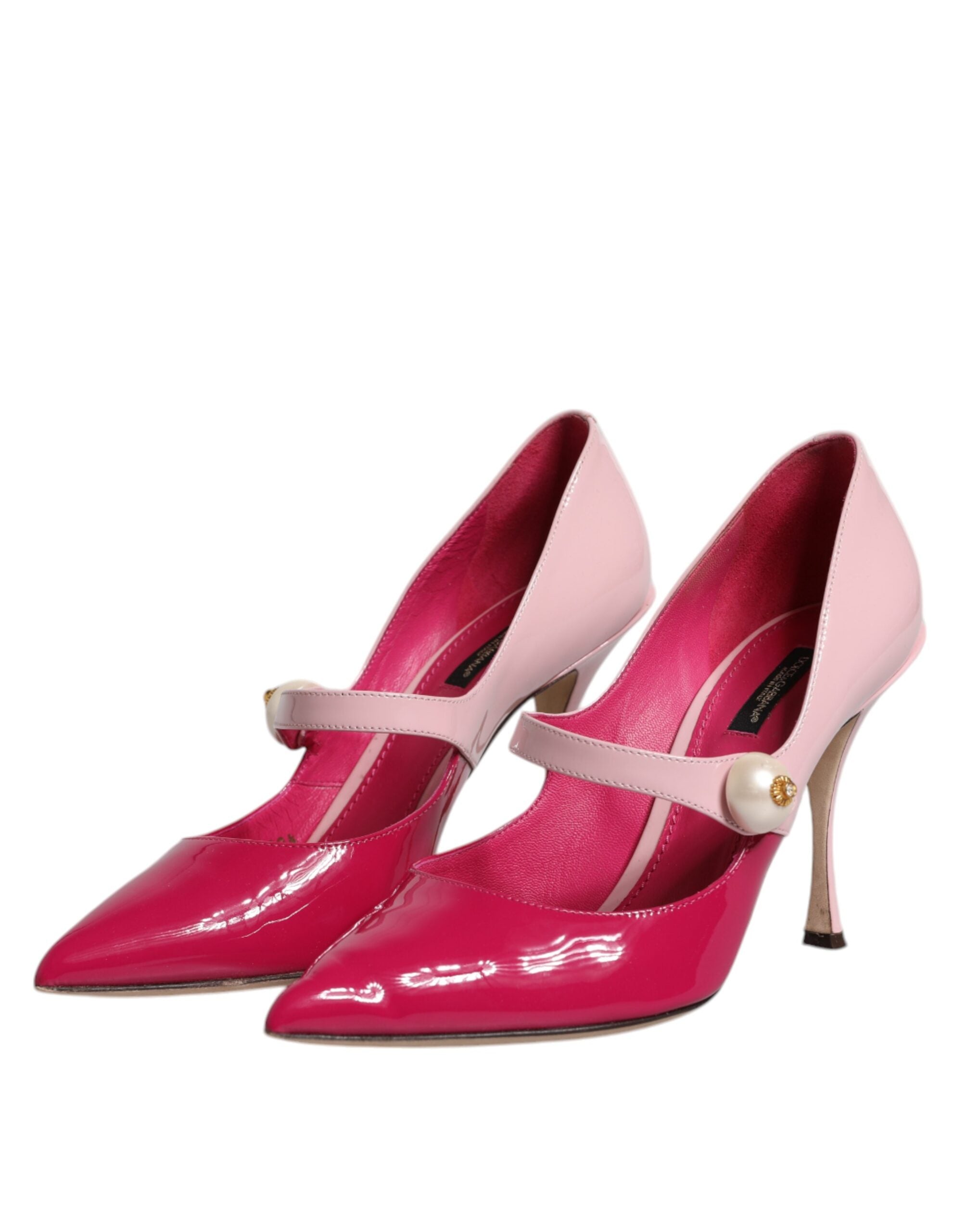 Dolce & Gabbana Two Tone Pink Leather Mary Jane Heels Pumps Women's Shoes (Pre-Owned)
