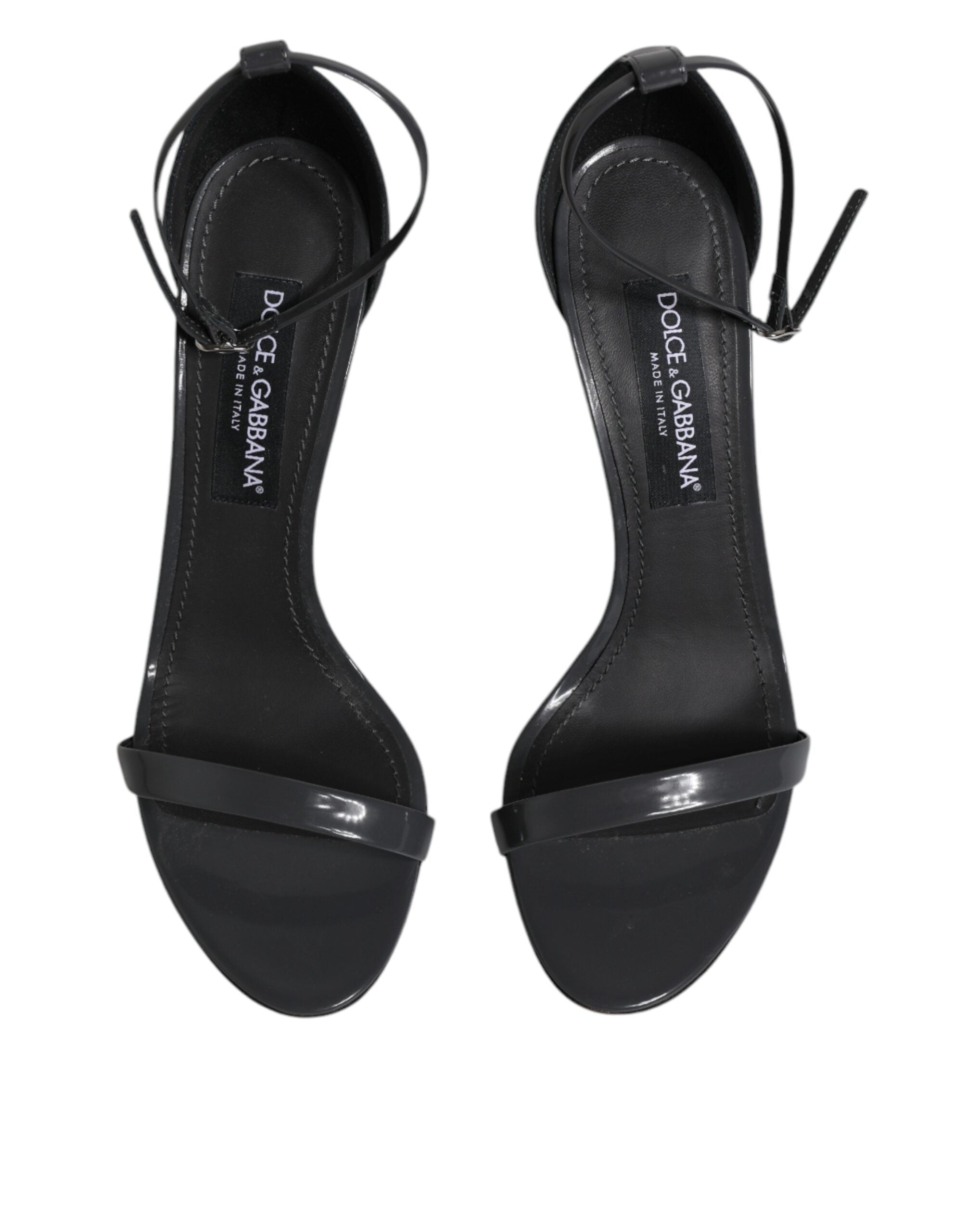 Dolce & Gabbana Grey Leather Ankle Strap Heel Sandals Women's Shoes (Pre-Owned)