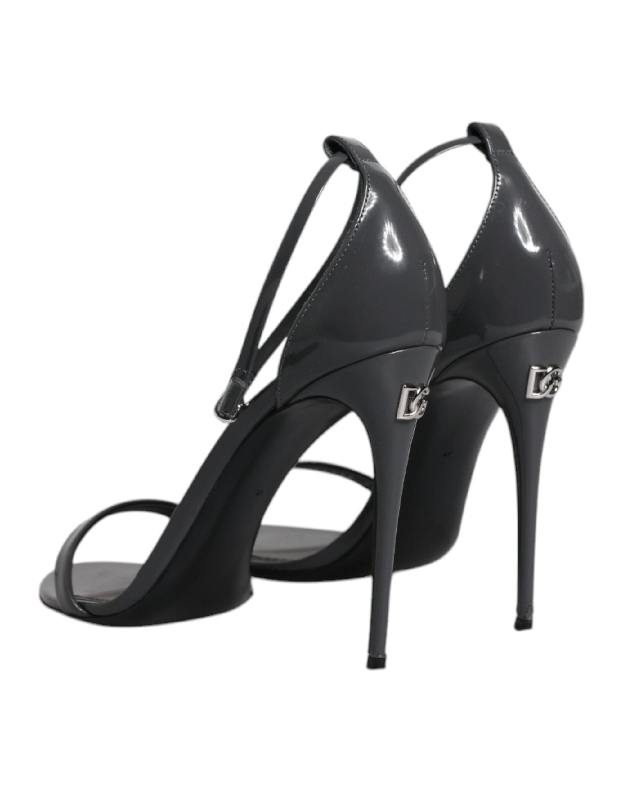 Dolce & Gabbana Grey Leather Ankle Strap Heel Sandals Women's Shoes (Pre-Owned)