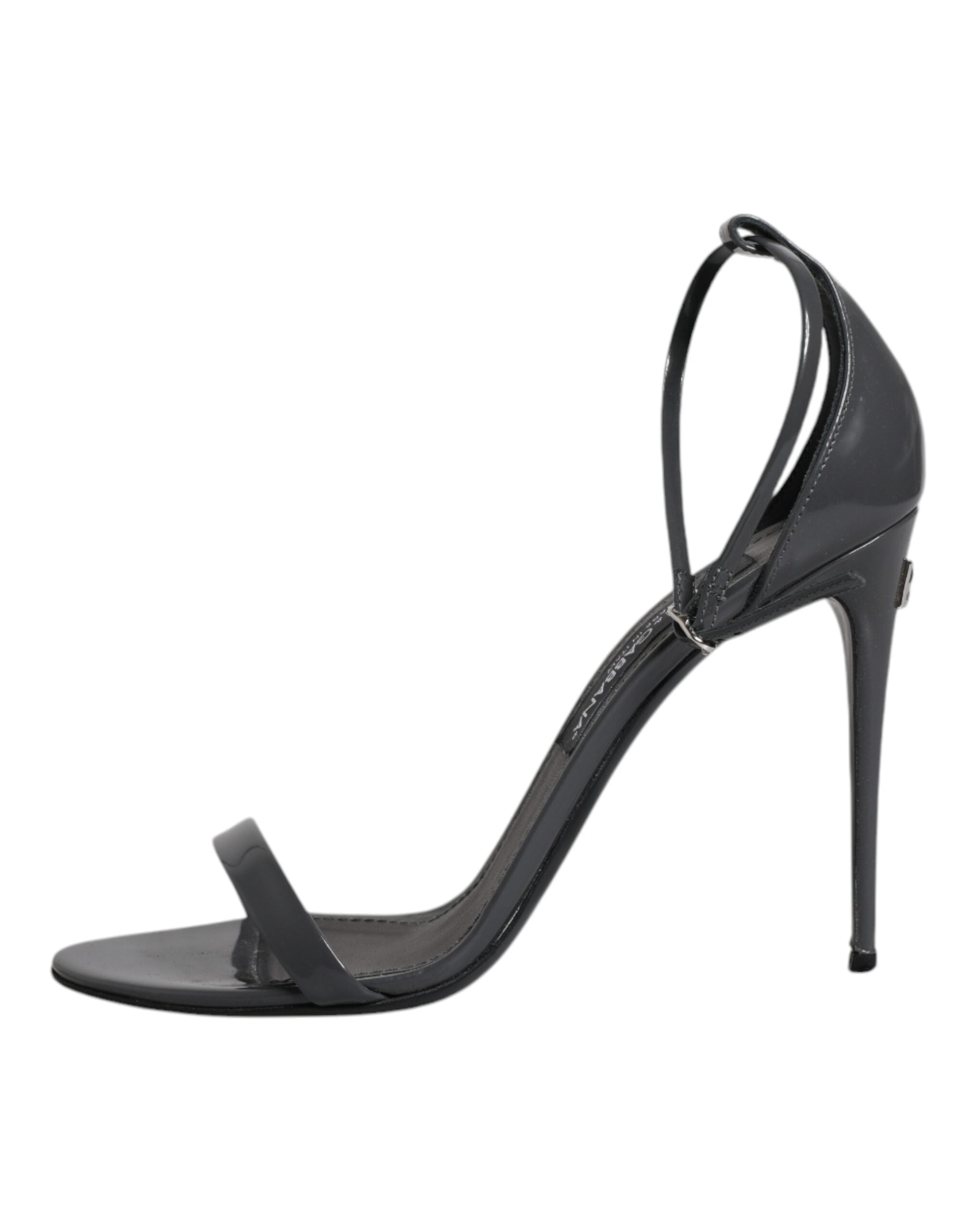 Dolce & Gabbana Grey Leather Ankle Strap Heel Sandals Women's Shoes (Pre-Owned)