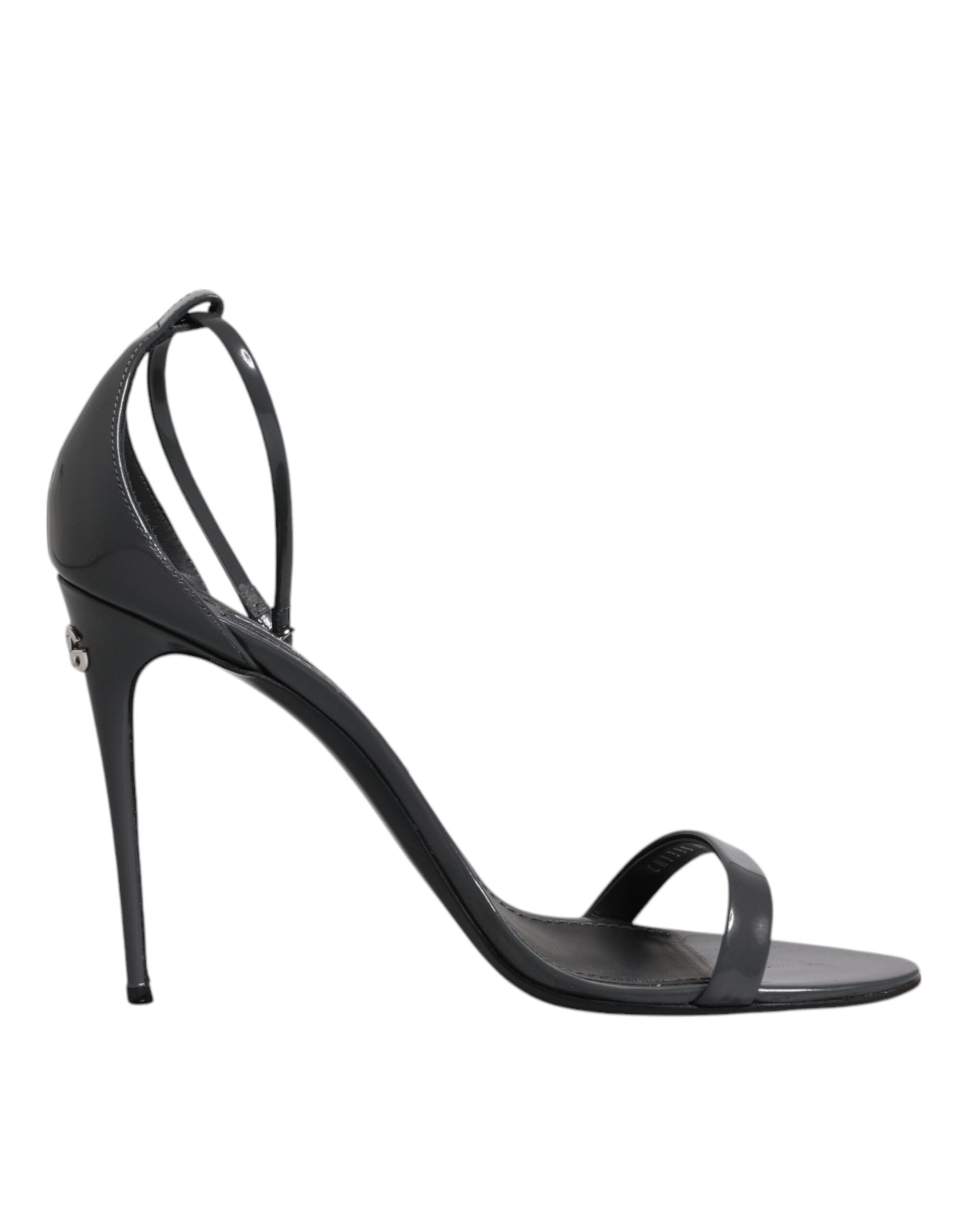 Dolce & Gabbana Grey Leather Ankle Strap Heel Sandals Women's Shoes (Pre-Owned)