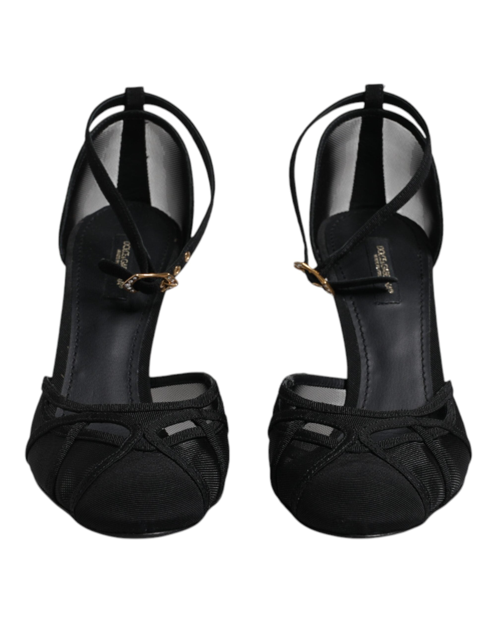 Dolce & Gabbana Black Mesh Ankle Strap Heels Pumps Women's Shoes (Pre-Owned)