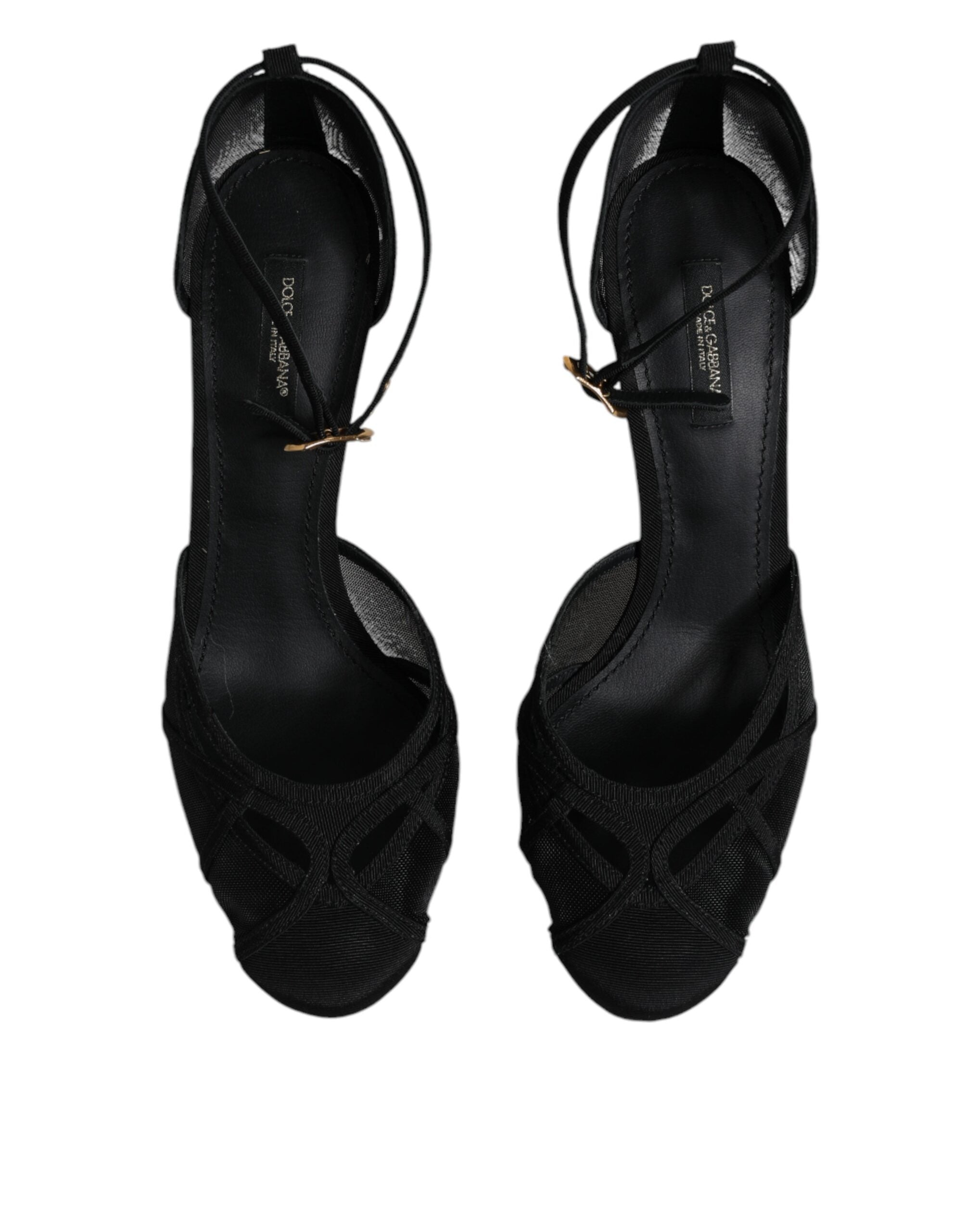 Dolce & Gabbana Black Mesh Ankle Strap Heels Pumps Women's Shoes (Pre-Owned)