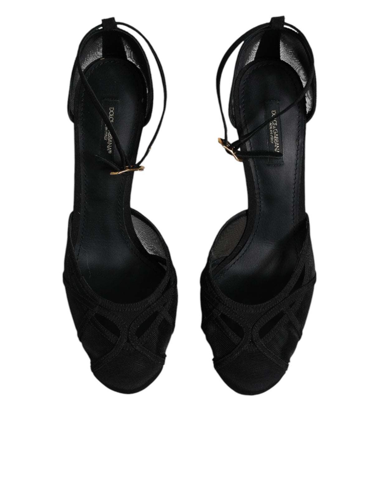 Dolce & Gabbana Black Mesh Ankle Strap Heels Pumps Women's Shoes (Pre-Owned)