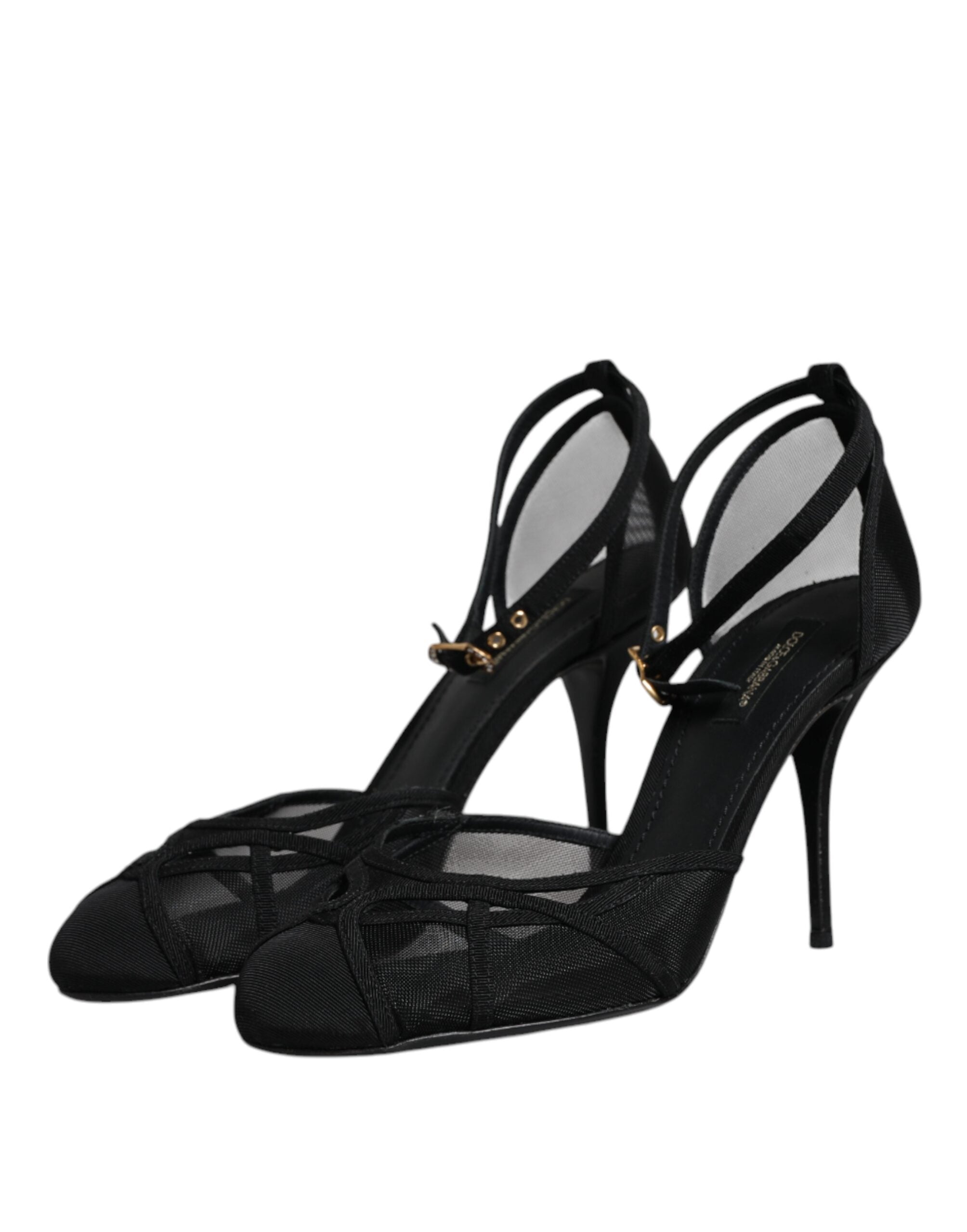 Dolce & Gabbana Black Mesh Ankle Strap Heels Pumps Women's Shoes (Pre-Owned)