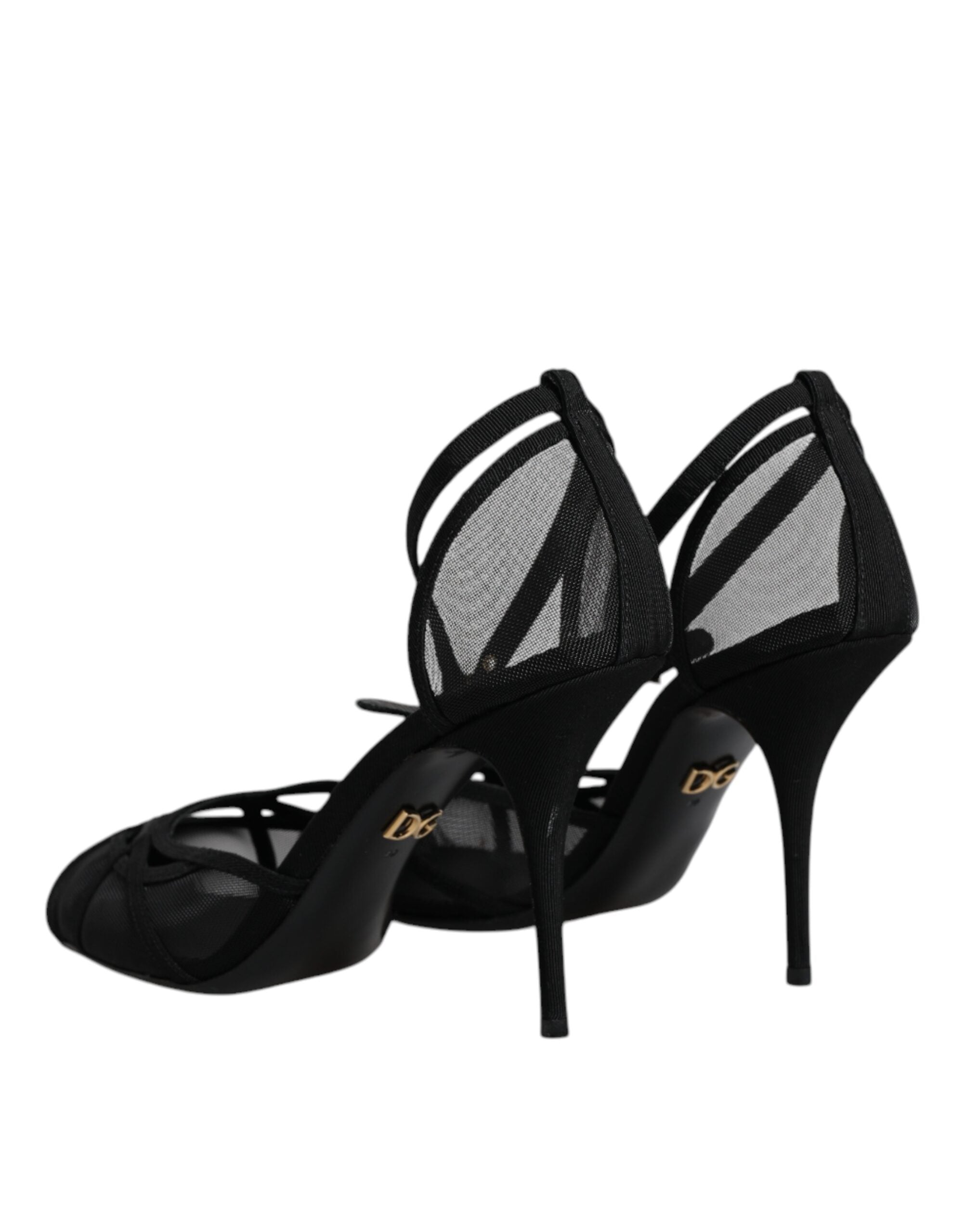 Dolce & Gabbana Black Mesh Ankle Strap Heels Pumps Women's Shoes (Pre-Owned)