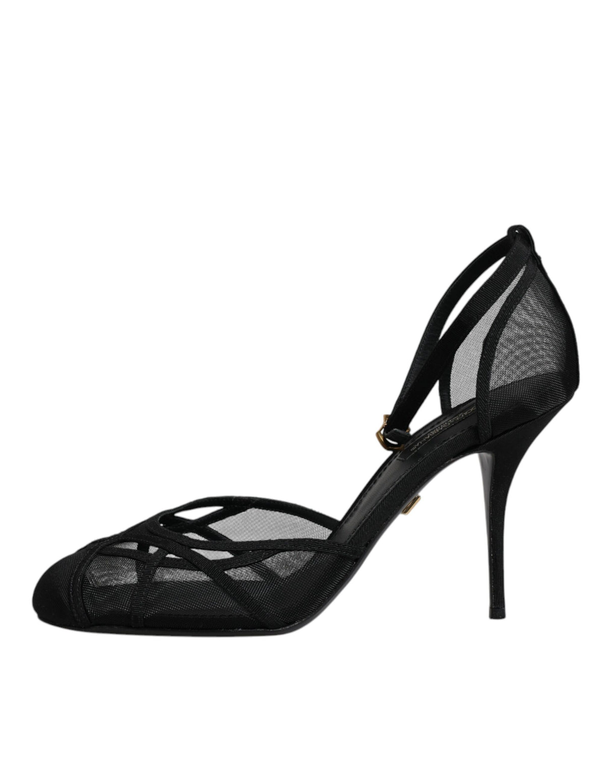 Dolce & Gabbana Black Mesh Ankle Strap Heels Pumps Women's Shoes (Pre-Owned)