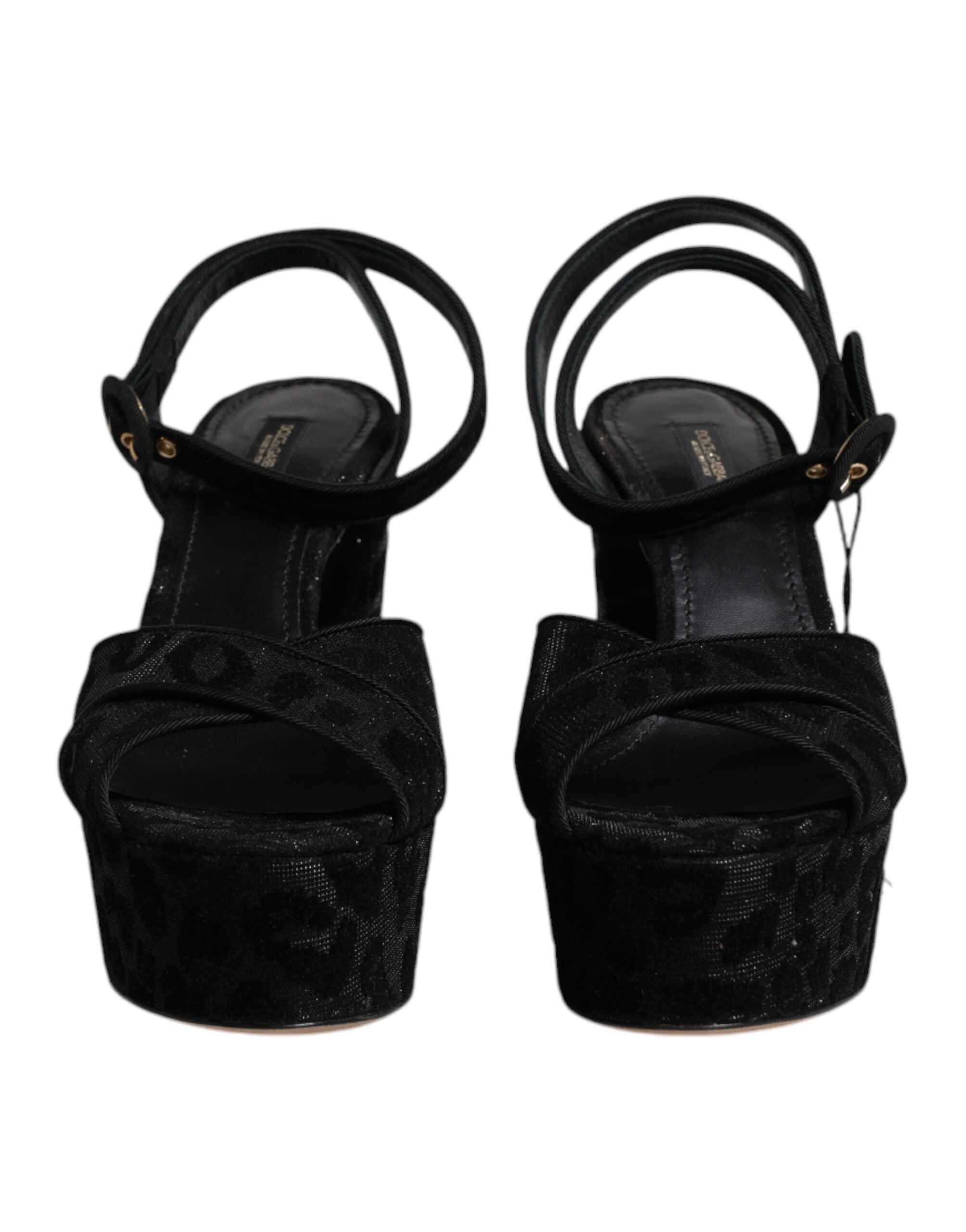 Dolce & Gabbana Black Leopard Platform Heels Sandals Women's Shoes (Pre-Owned)