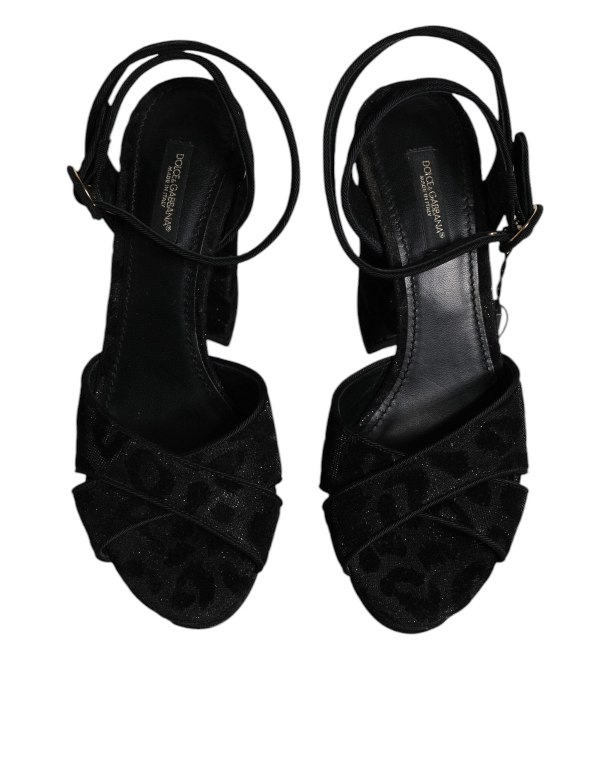 Dolce & Gabbana Black Leopard Platform Heels Sandals Women's Shoes (Pre-Owned)