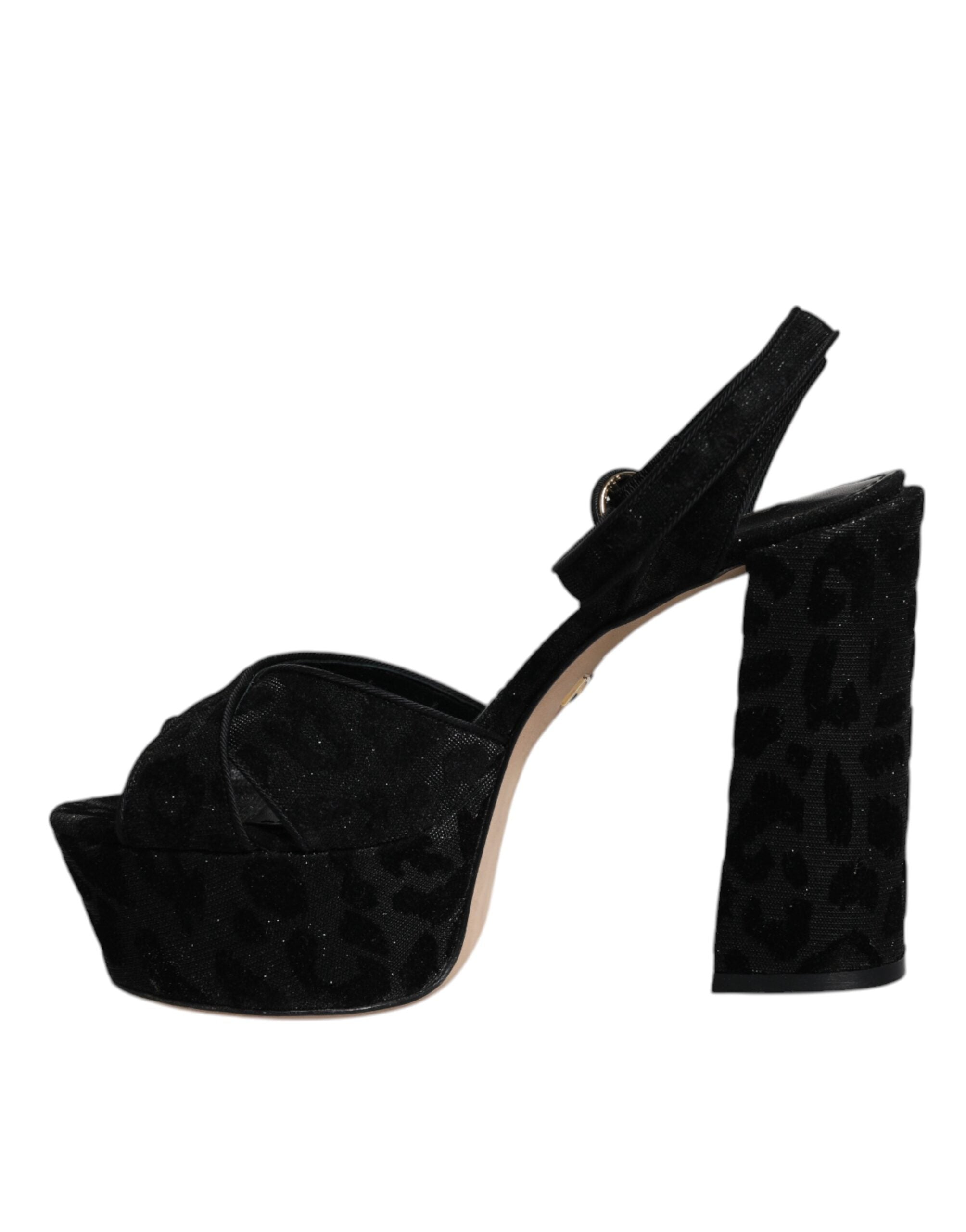 Dolce & Gabbana Black Leopard Platform Heels Sandals Women's Shoes (Pre-Owned)