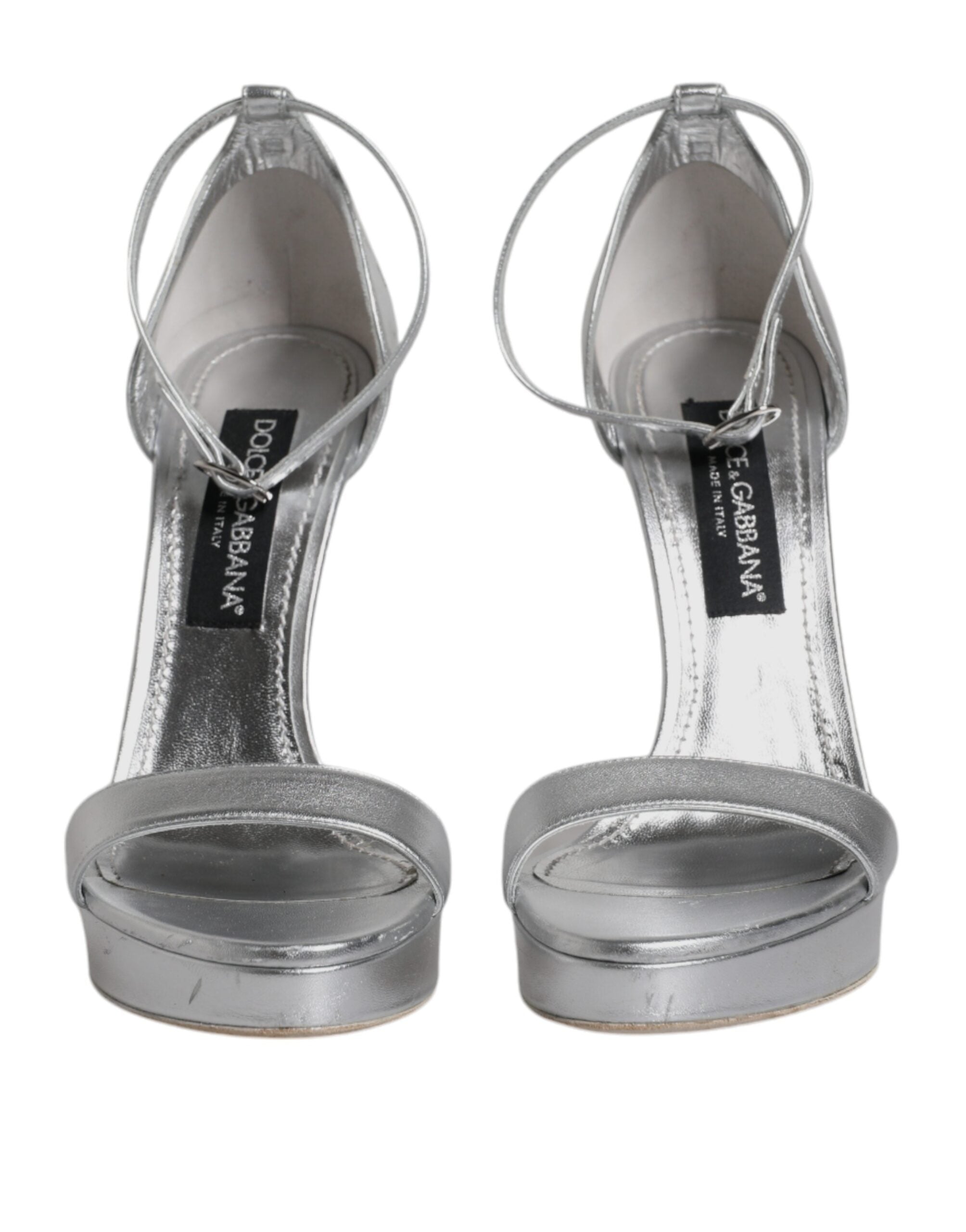 Dolce & Gabbana Silver Leather Platform Keira Sandals Women's Shoes (Pre-Owned)