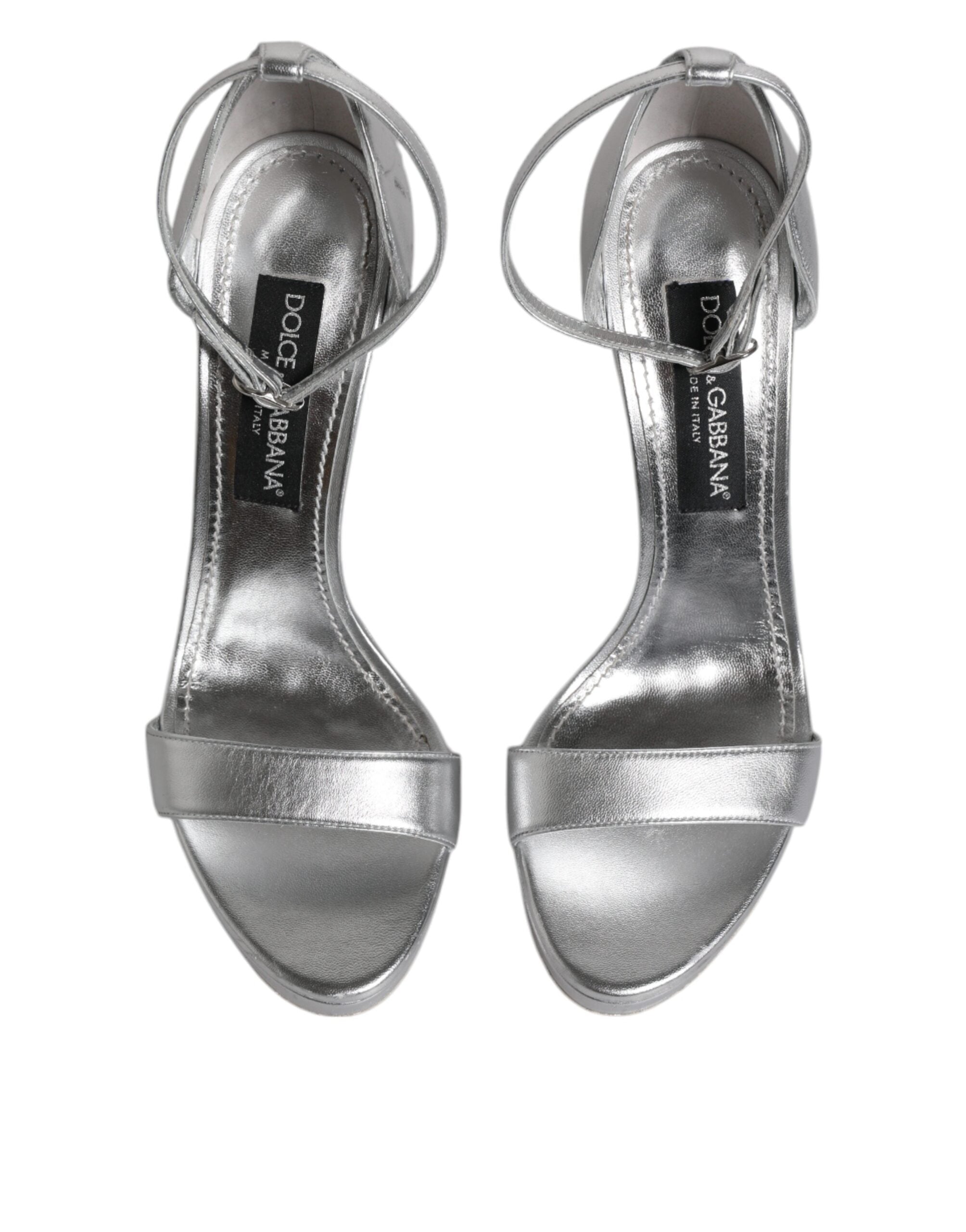 Dolce & Gabbana Silver Leather Platform Keira Sandals Women's Shoes (Pre-Owned)
