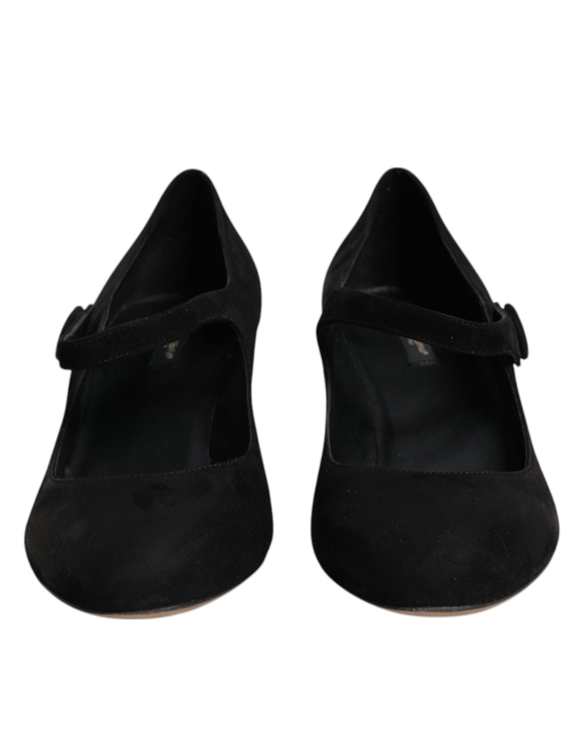 Dolce & Gabbana Black Suede Leather Block Heels Pumps Women's Shoes (Pre-Owned)