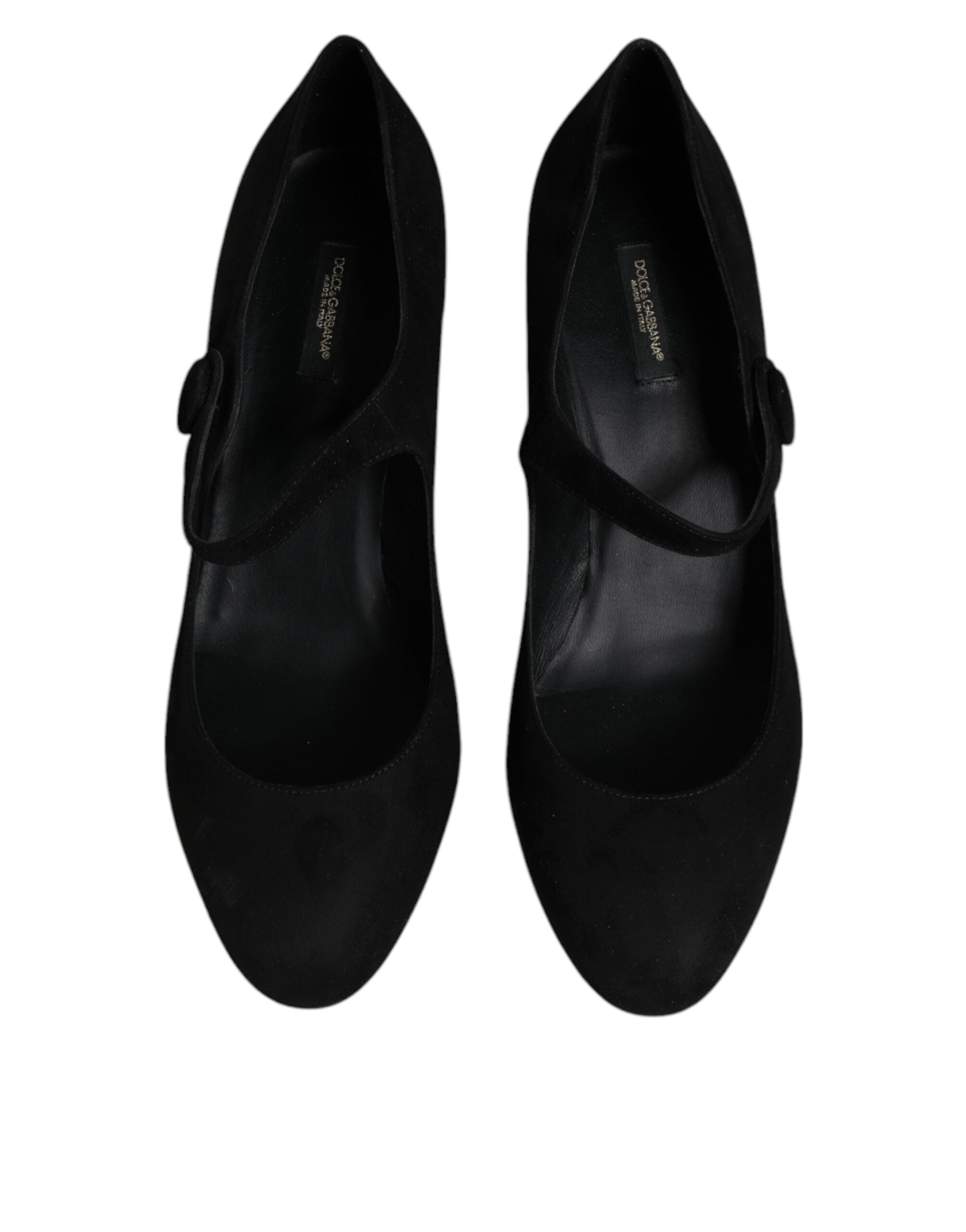Dolce & Gabbana Black Suede Leather Block Heels Pumps Women's Shoes (Pre-Owned)