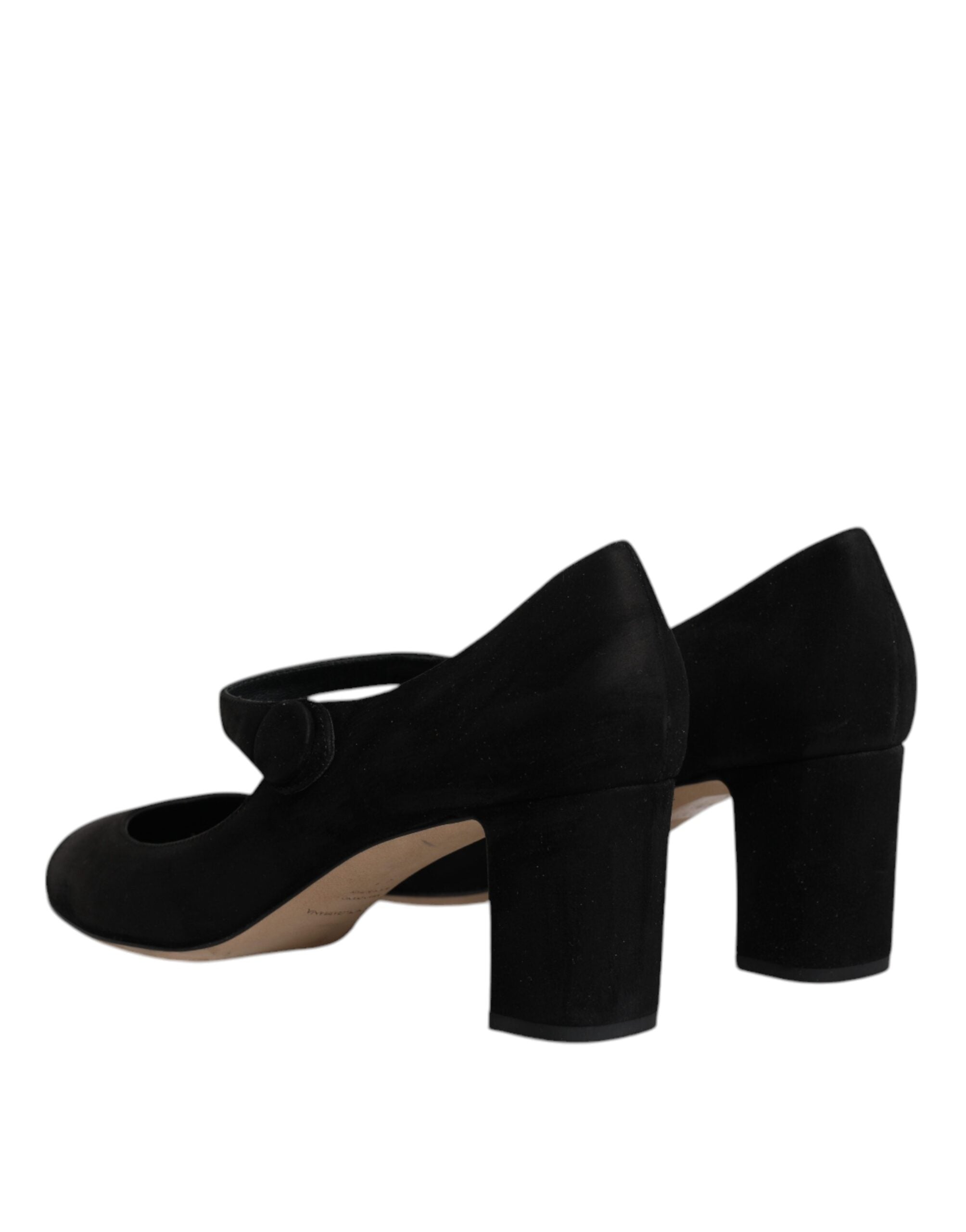 Dolce & Gabbana Black Suede Leather Block Heels Pumps Women's Shoes (Pre-Owned)