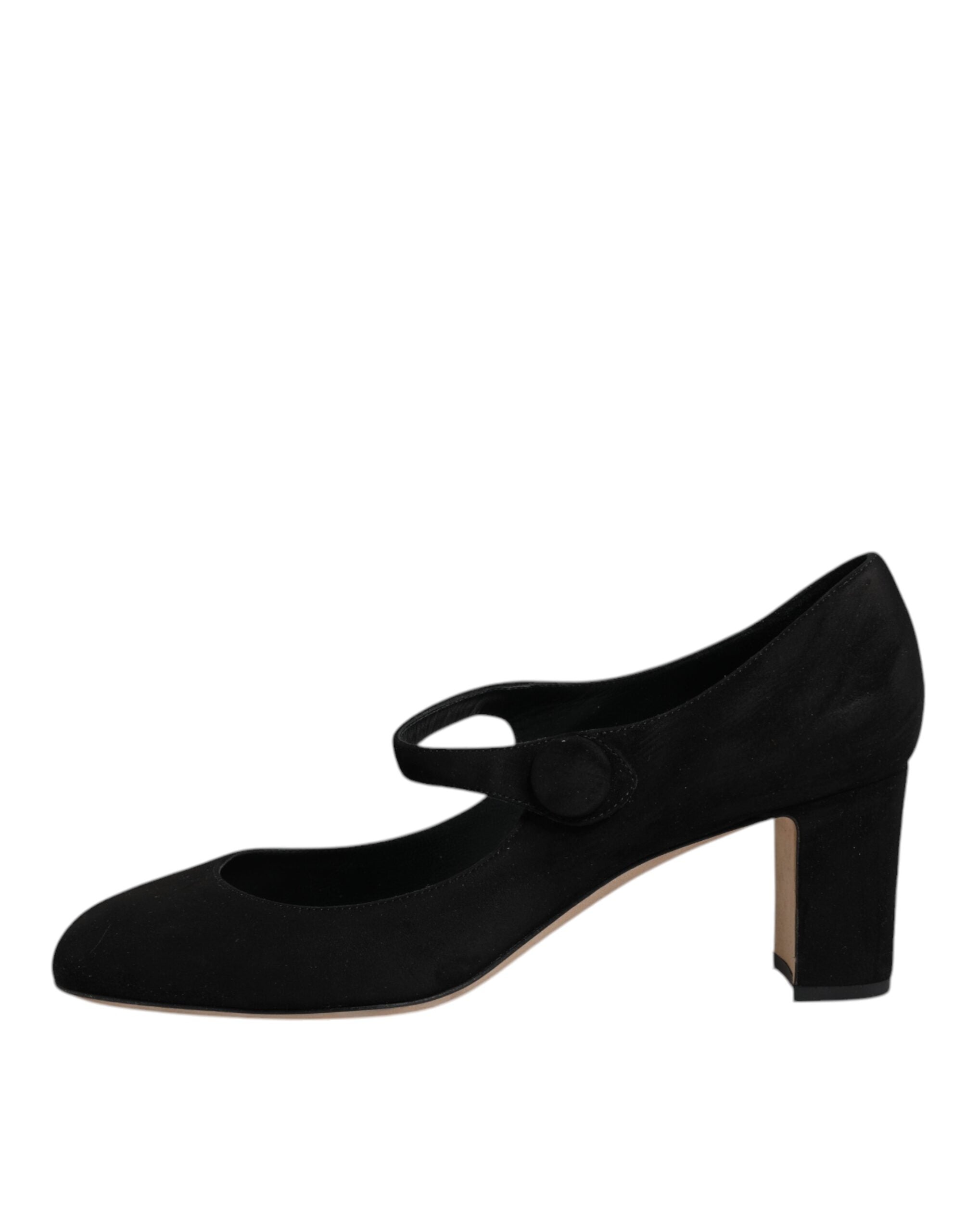 Dolce & Gabbana Black Suede Leather Block Heels Pumps Women's Shoes (Pre-Owned)