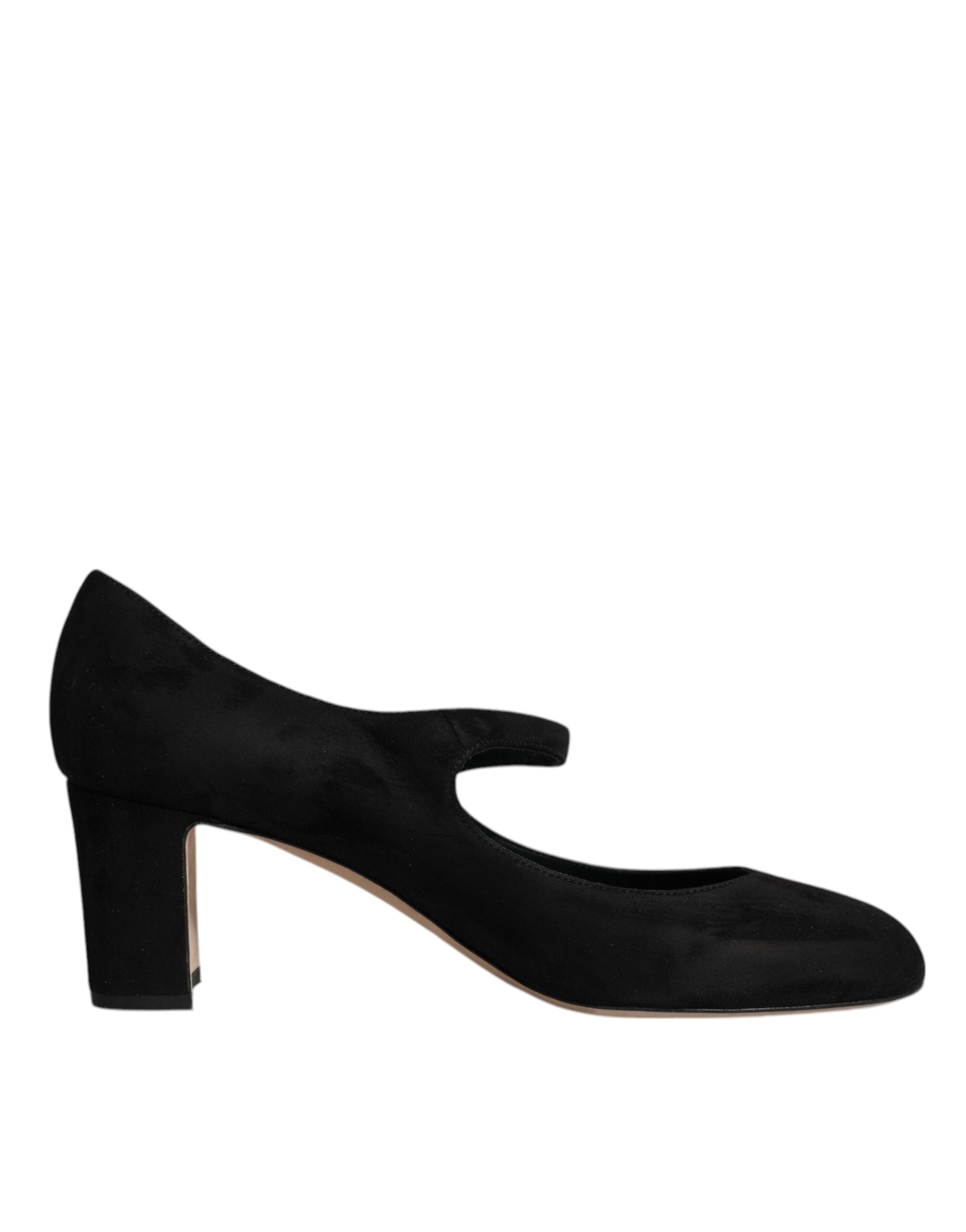 Dolce & Gabbana Black Suede Leather Block Heels Pumps Women's Shoes (Pre-Owned)