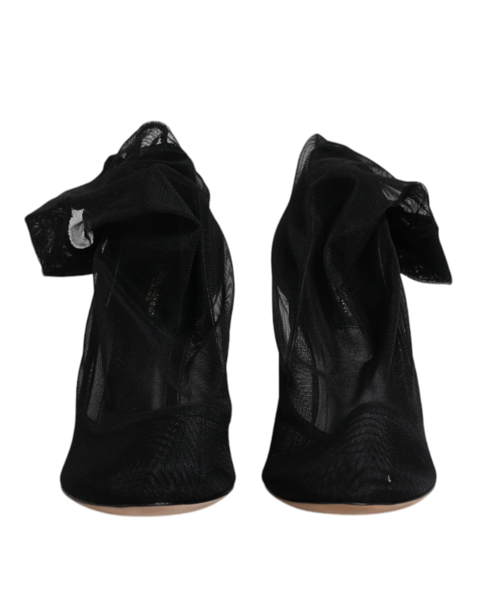 Dolce & Gabbana Black Nylon Stretch Mesh Sock Boots Women's Shoes